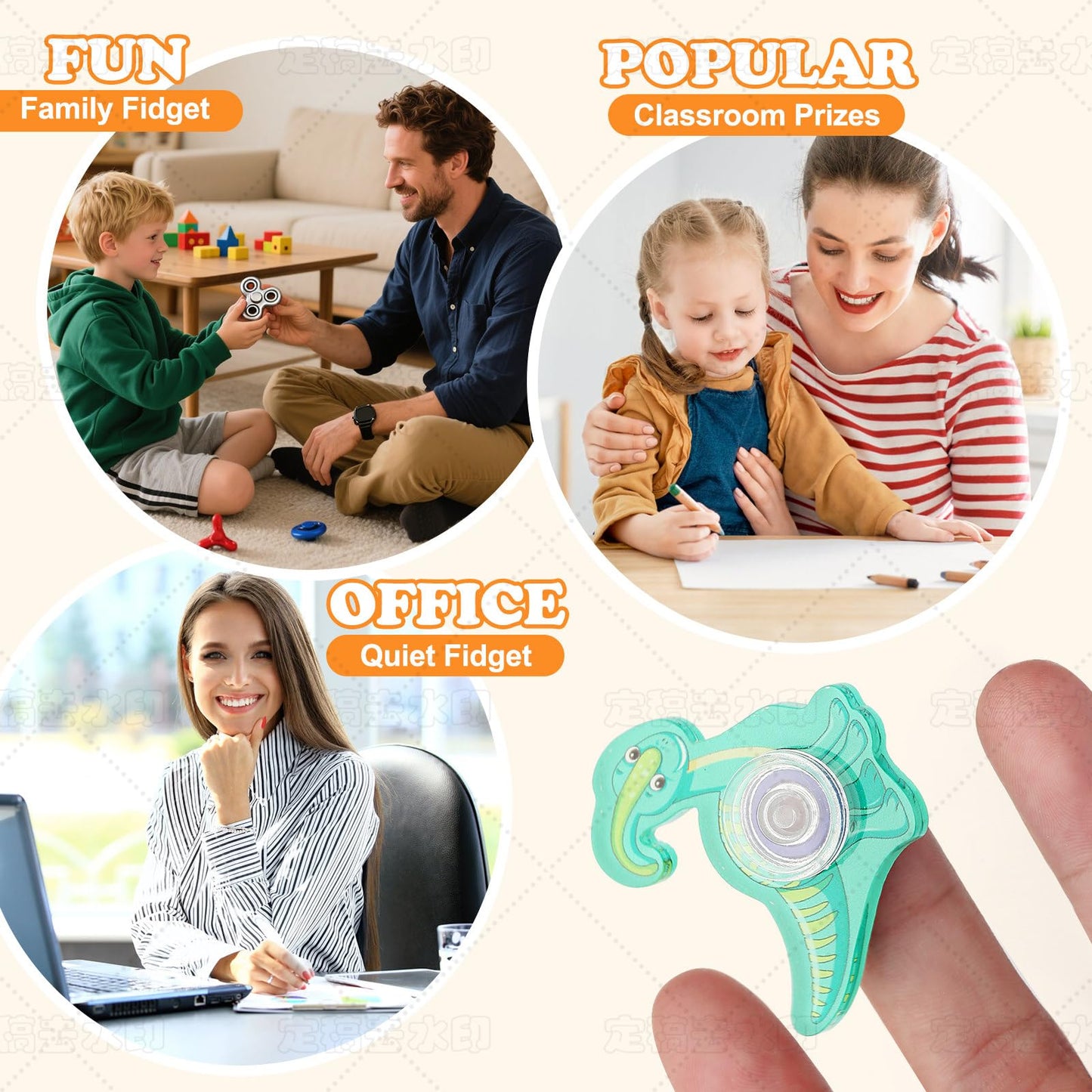 Seilaiap 24-Piece Dinosaur Fidget Spinner Toys – Sensory Focus, Party Favors & Classroom Rewards
