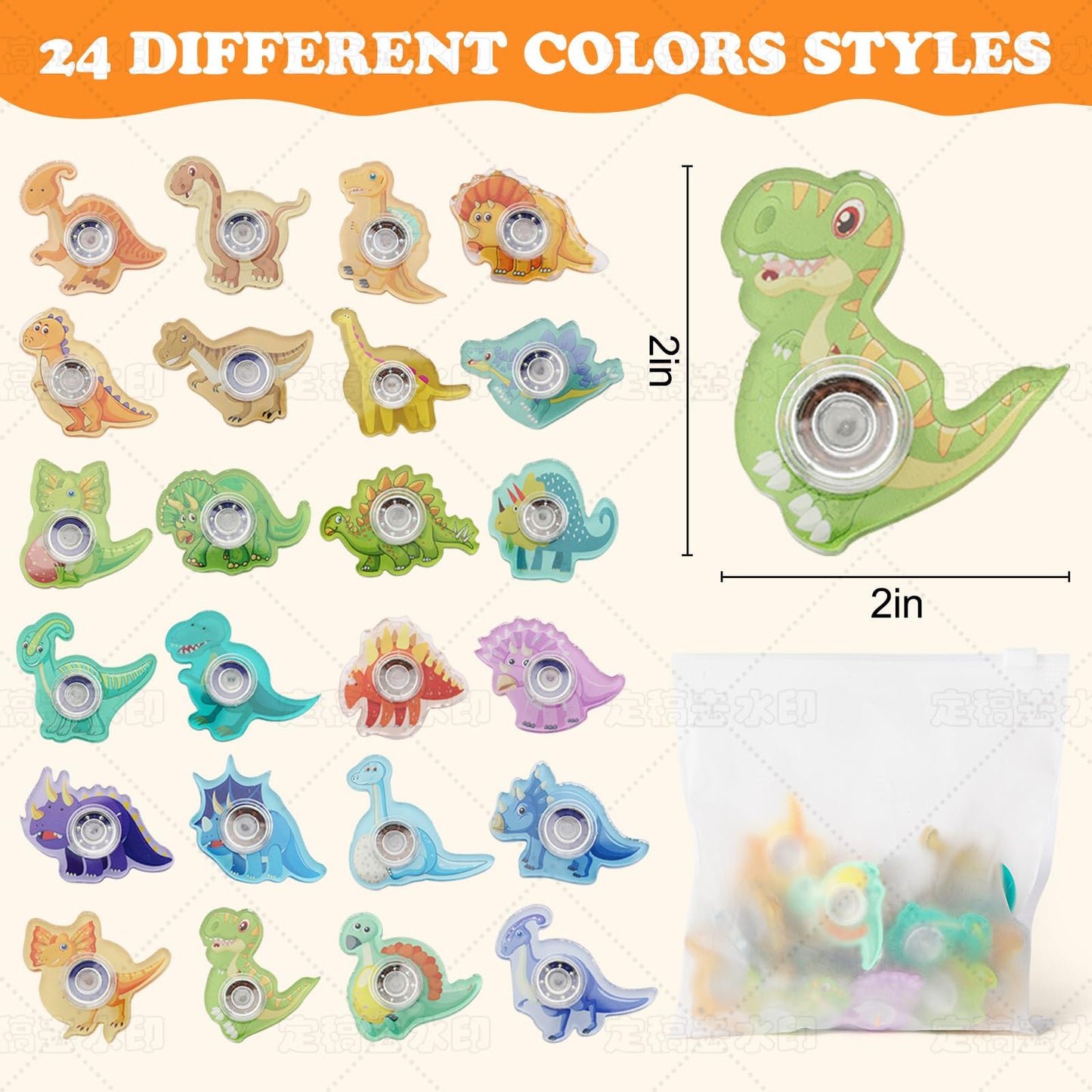Seilaiap 24-Piece Dinosaur Fidget Spinner Toys – Sensory Focus, Party Favors & Classroom Rewards