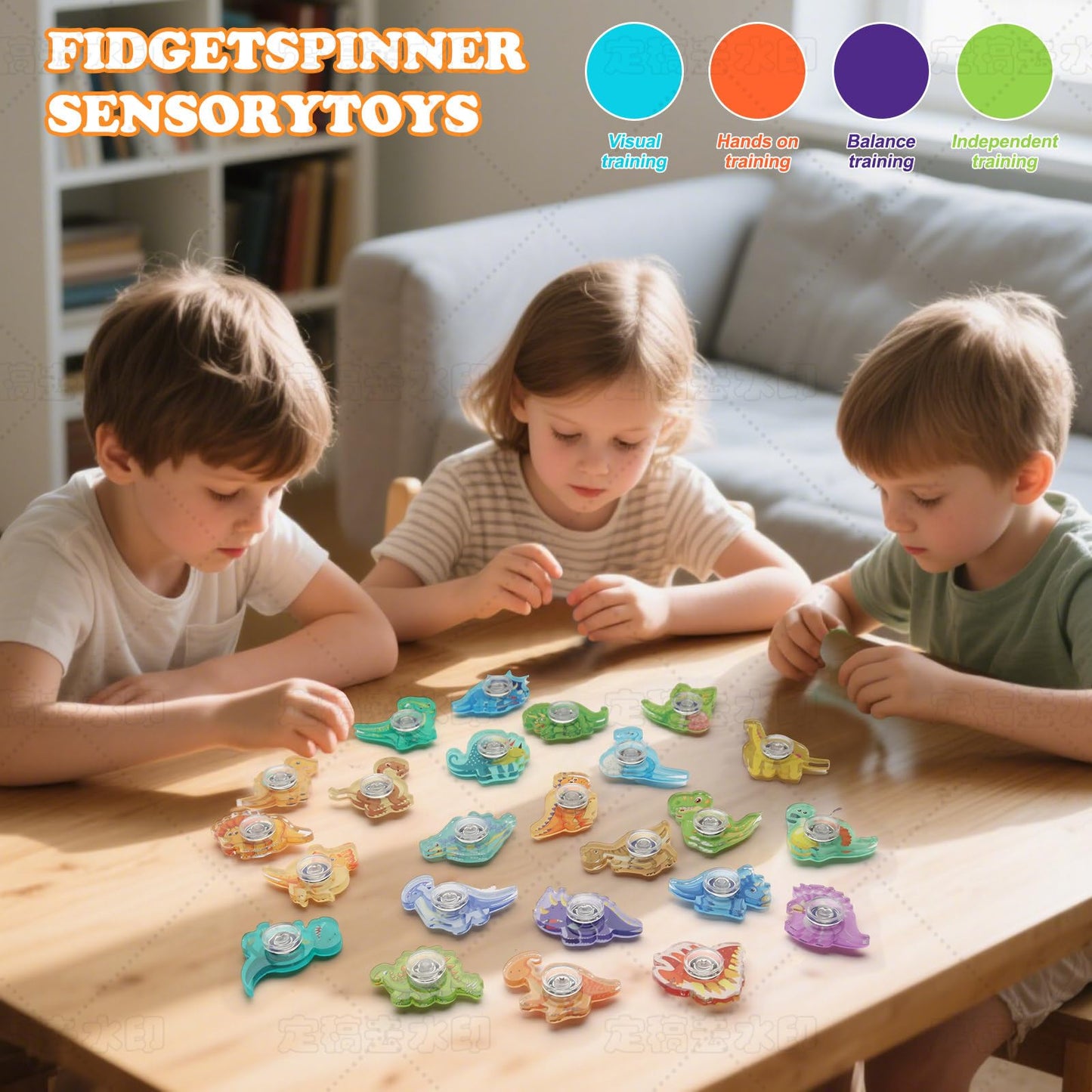 Seilaiap 24-Piece Dinosaur Fidget Spinner Toys – Sensory Focus, Party Favors & Classroom Rewards