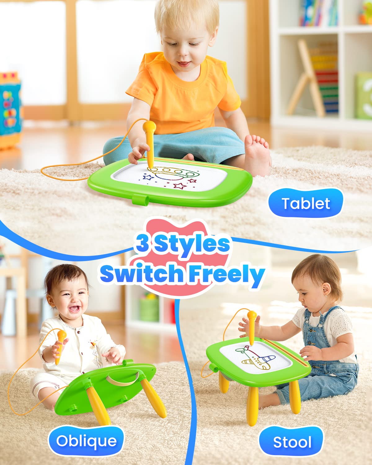 Seimome Magnetic Drawing Board for Toddlers 1-3 – Green