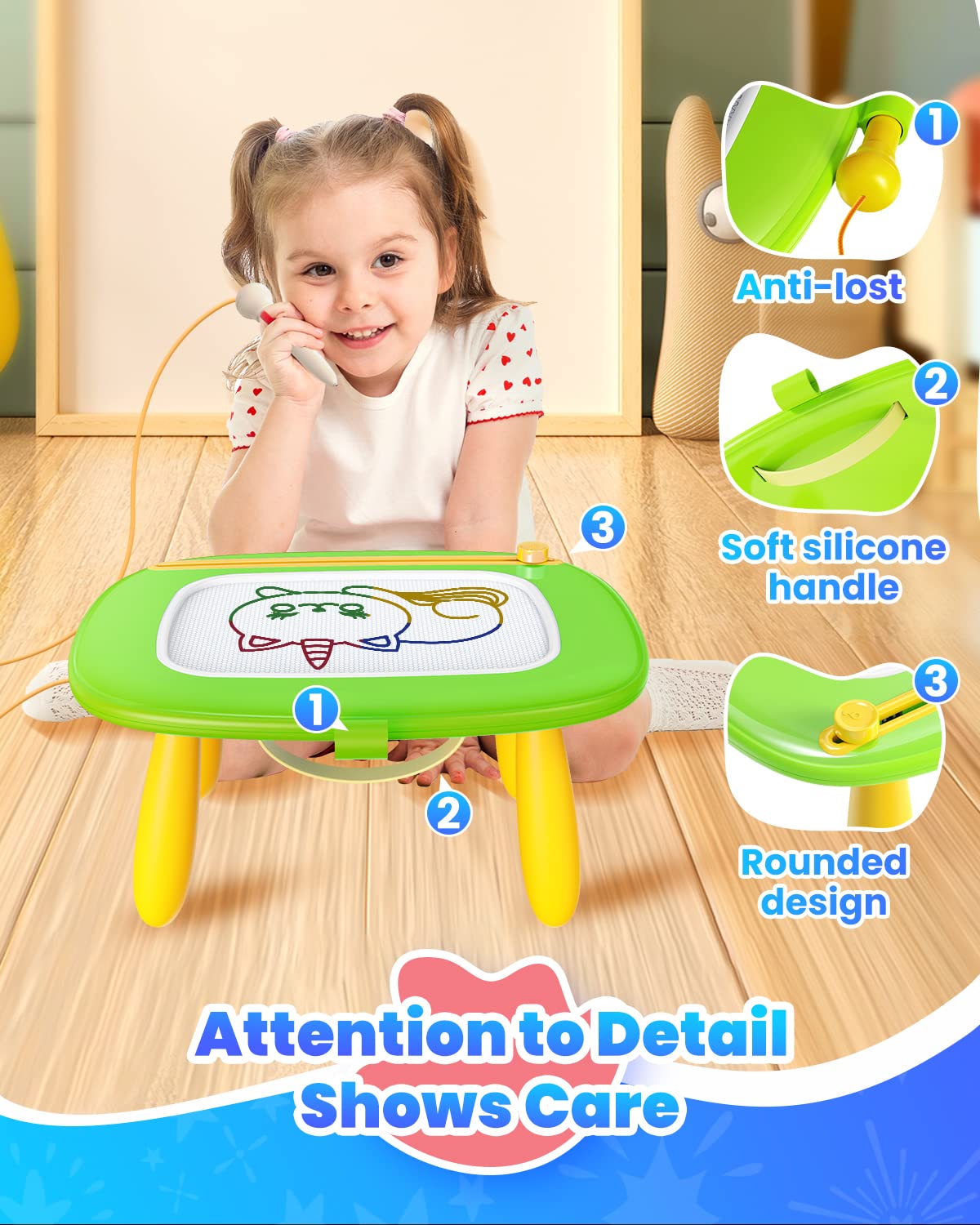 Seimome Magnetic Drawing Board for Toddlers 1-3 – Green