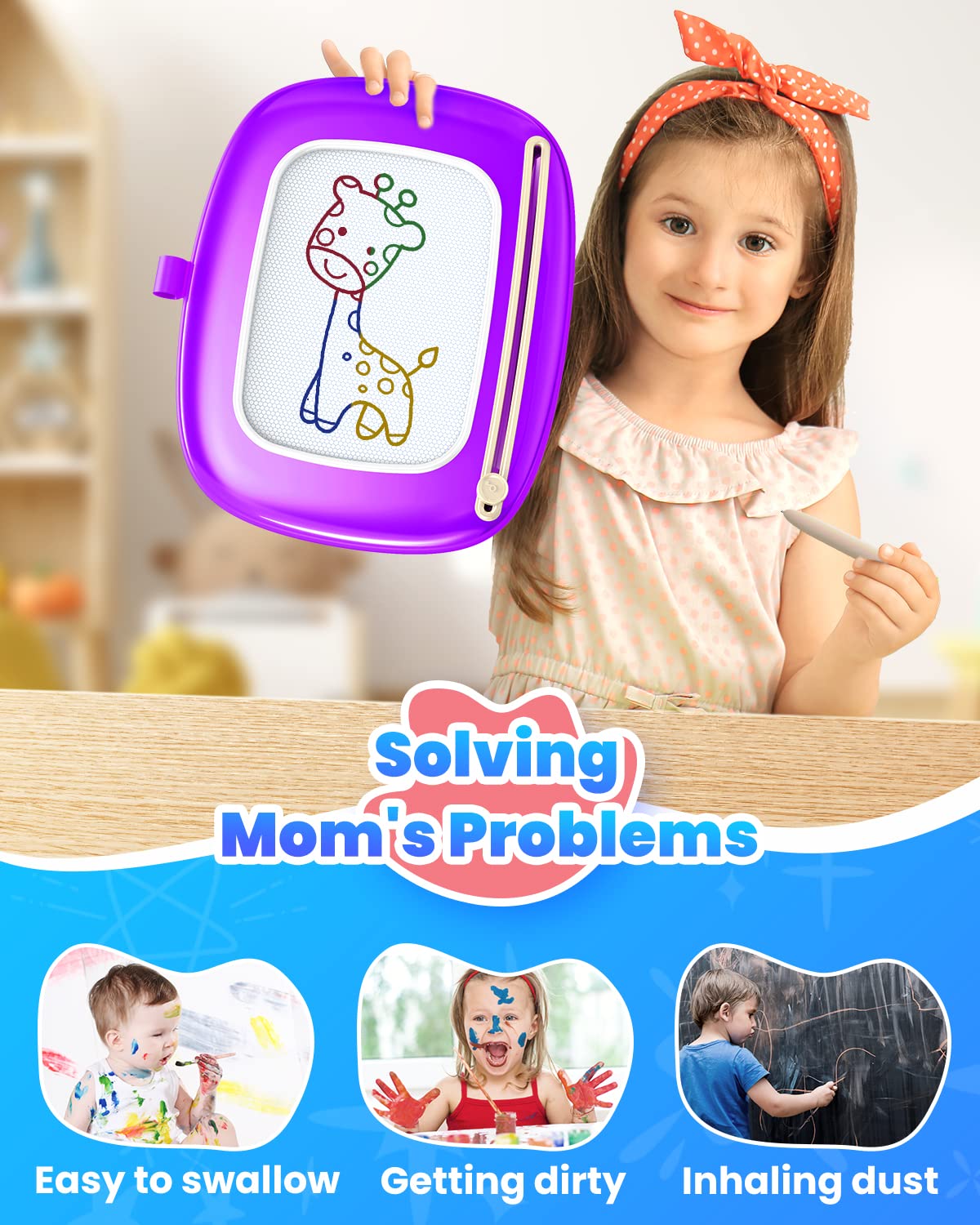 Seimome Doodle Board for Toddlers 1-3 | Magnetic Learning Toy Purple