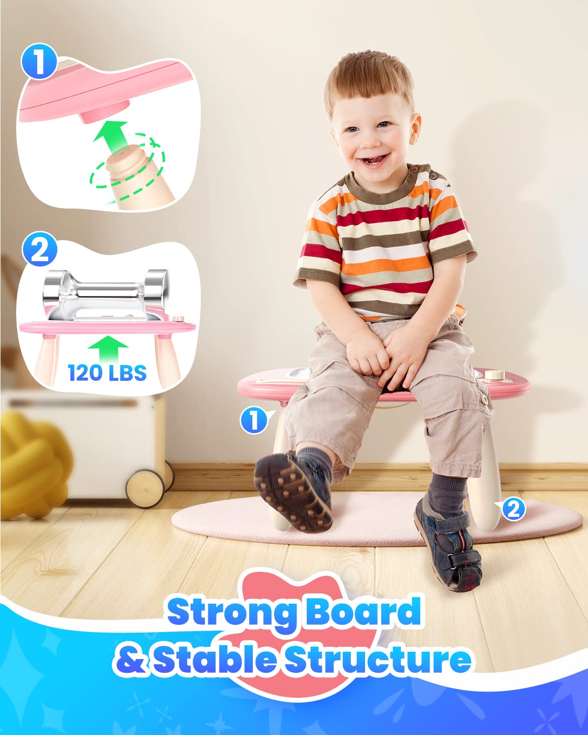 Seimome Magnetic Drawing Board for Toddlers Pink – Learning Doodle Toy for 1-3 Year Olds