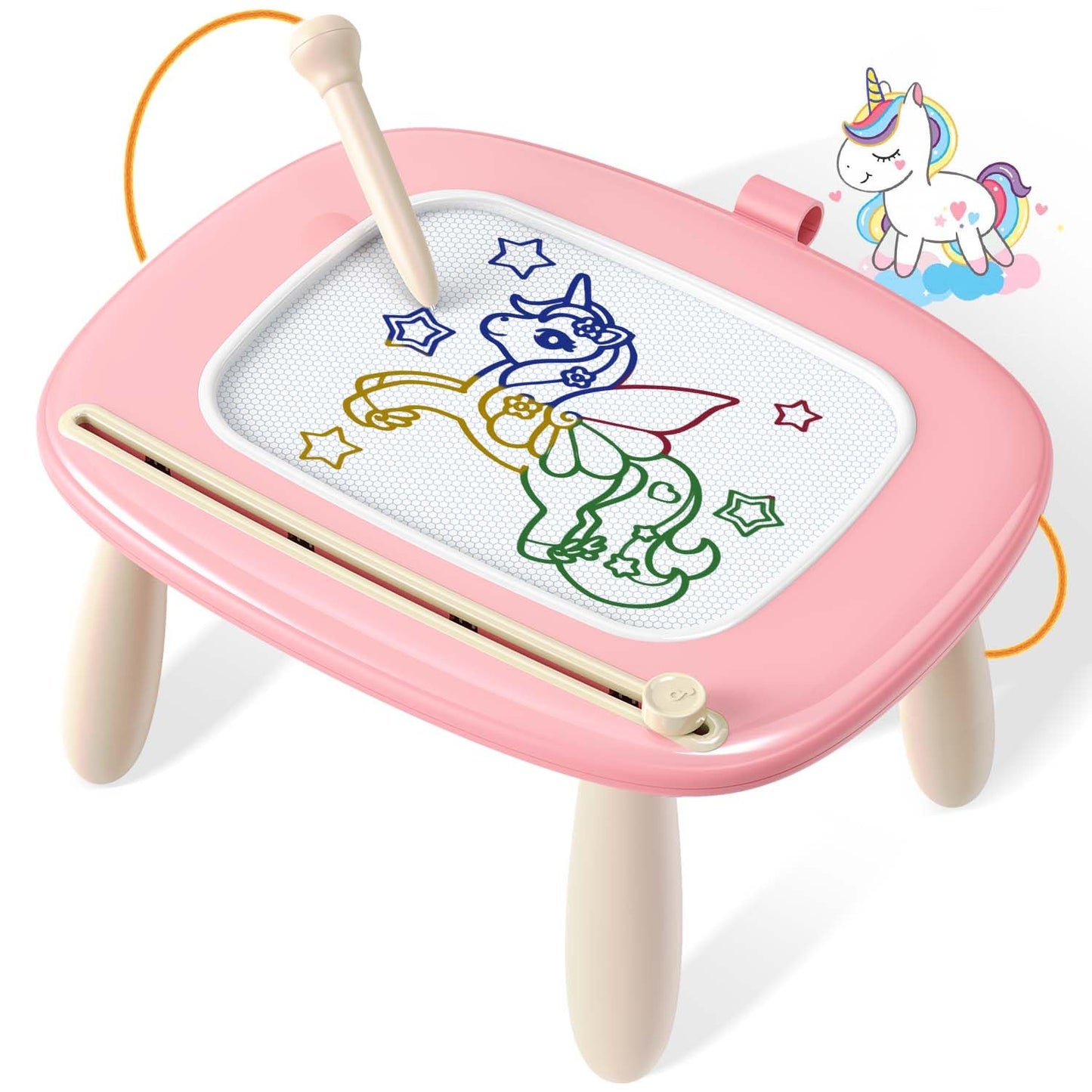 Seimome Magnetic Drawing Board for Toddlers Pink – Learning Doodle Toy for 1-3 Year Olds