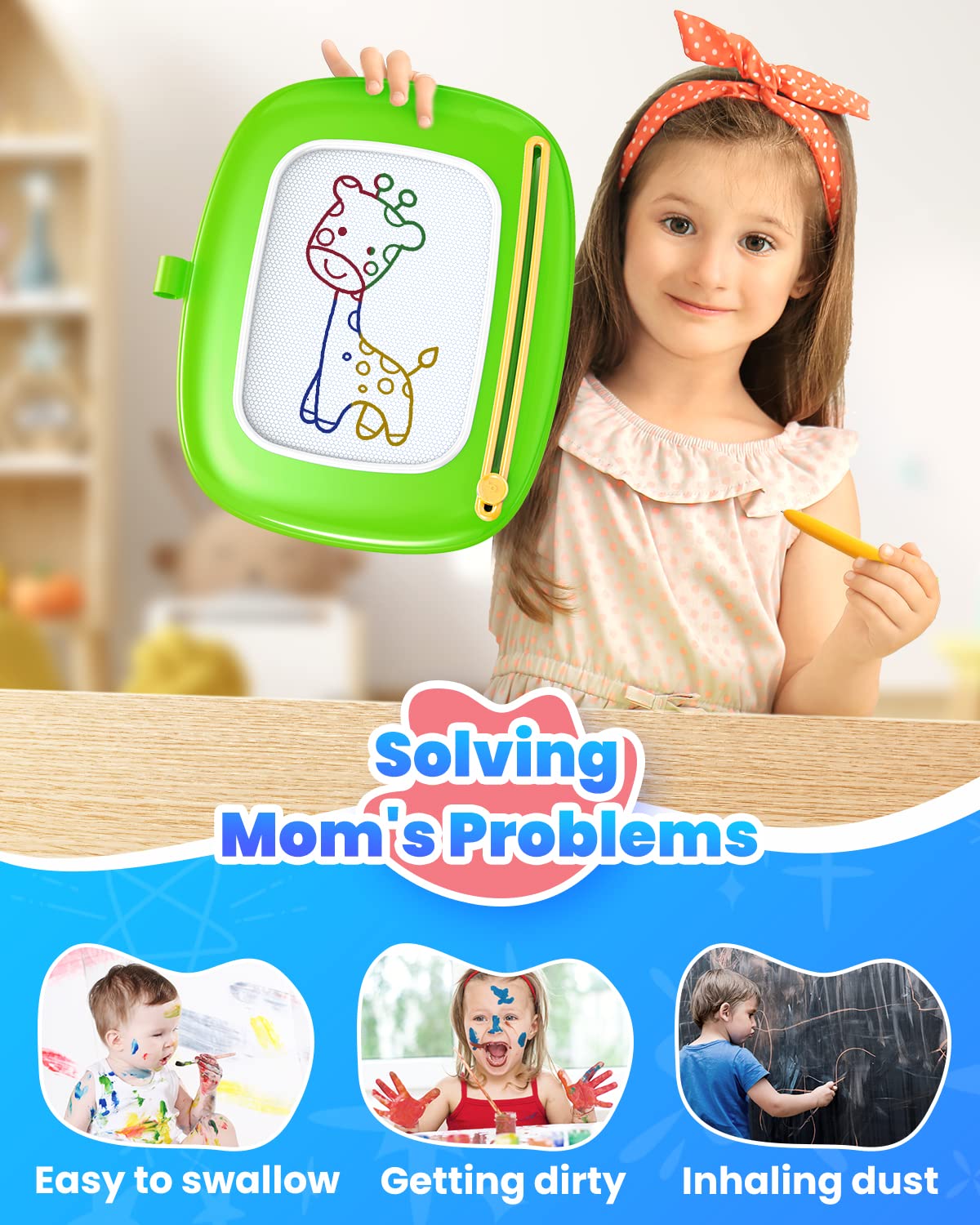 Seimome Magnetic Drawing Board for Toddlers 1-3 – Green