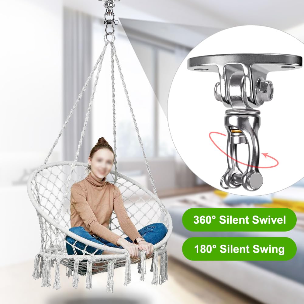 SELEWARE Silent Bearing Swivel Hangers – Stainless Steel Ceiling Mounts for Aerial Yoga & Swing Chairs (2 Pack)