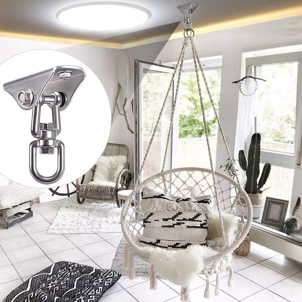 SELEWARE Stainless Steel Swing Hanger – Heavy Duty Ceiling Mount for Yoga Swing, Hammock Chair & More | 1000 lb Capacity