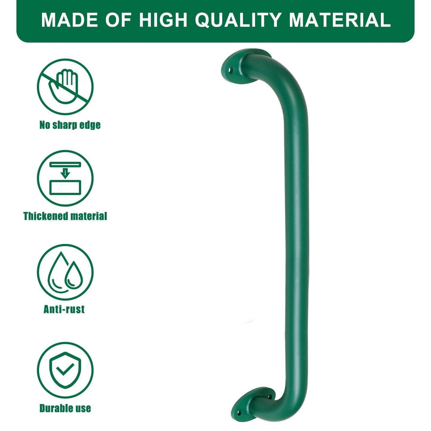 SELEWARE 6-Pack 17-Inch Green Metal Playground Safety Handles – Heavy-Duty, Non-Slip Grabs