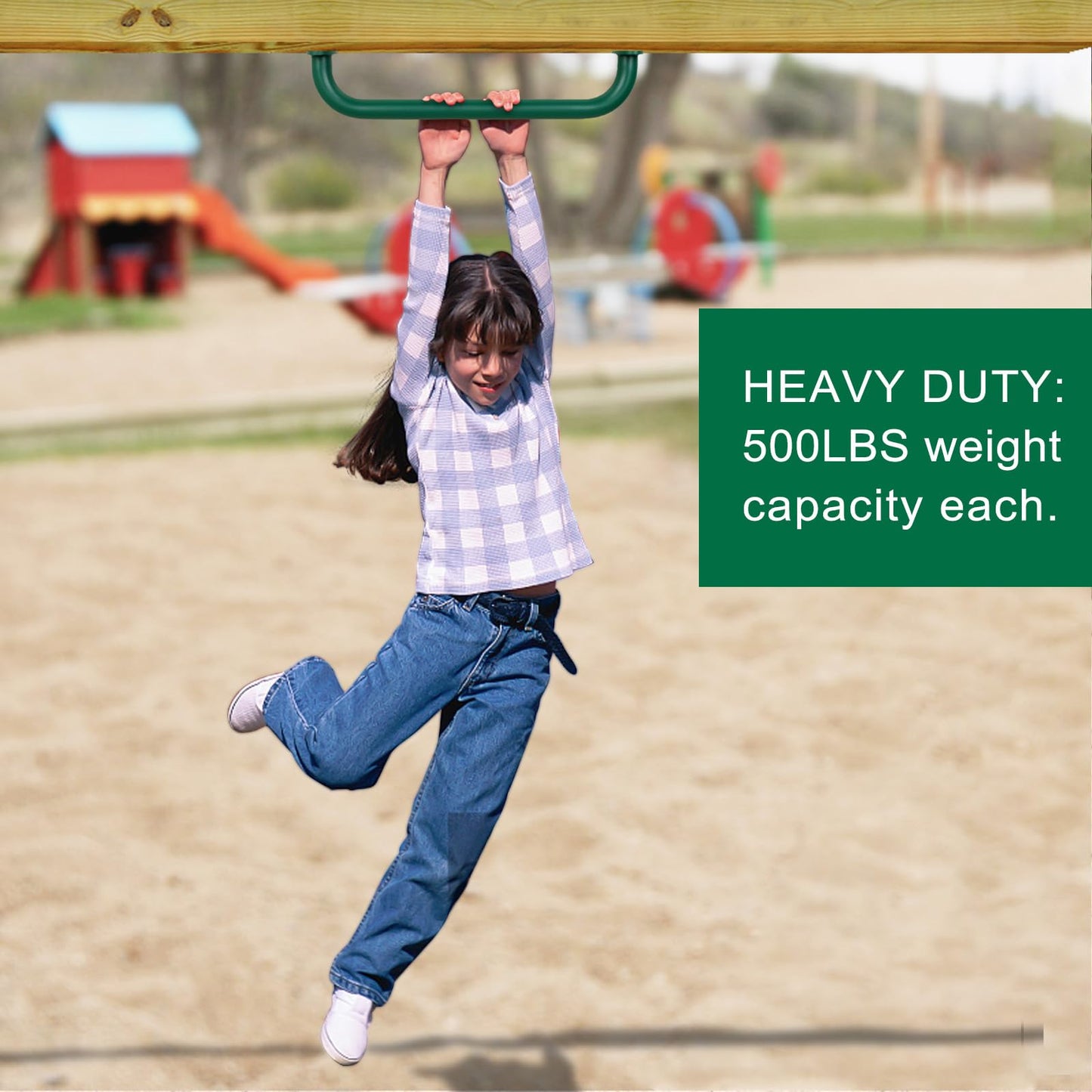 SELEWARE 6-Pack 17-Inch Green Metal Playground Safety Handles – Heavy-Duty, Non-Slip Grabs