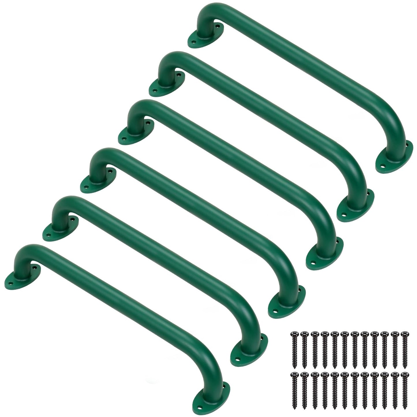 SELEWARE 6-Pack 17-Inch Green Metal Playground Safety Handles – Heavy-Duty, Non-Slip Grabs