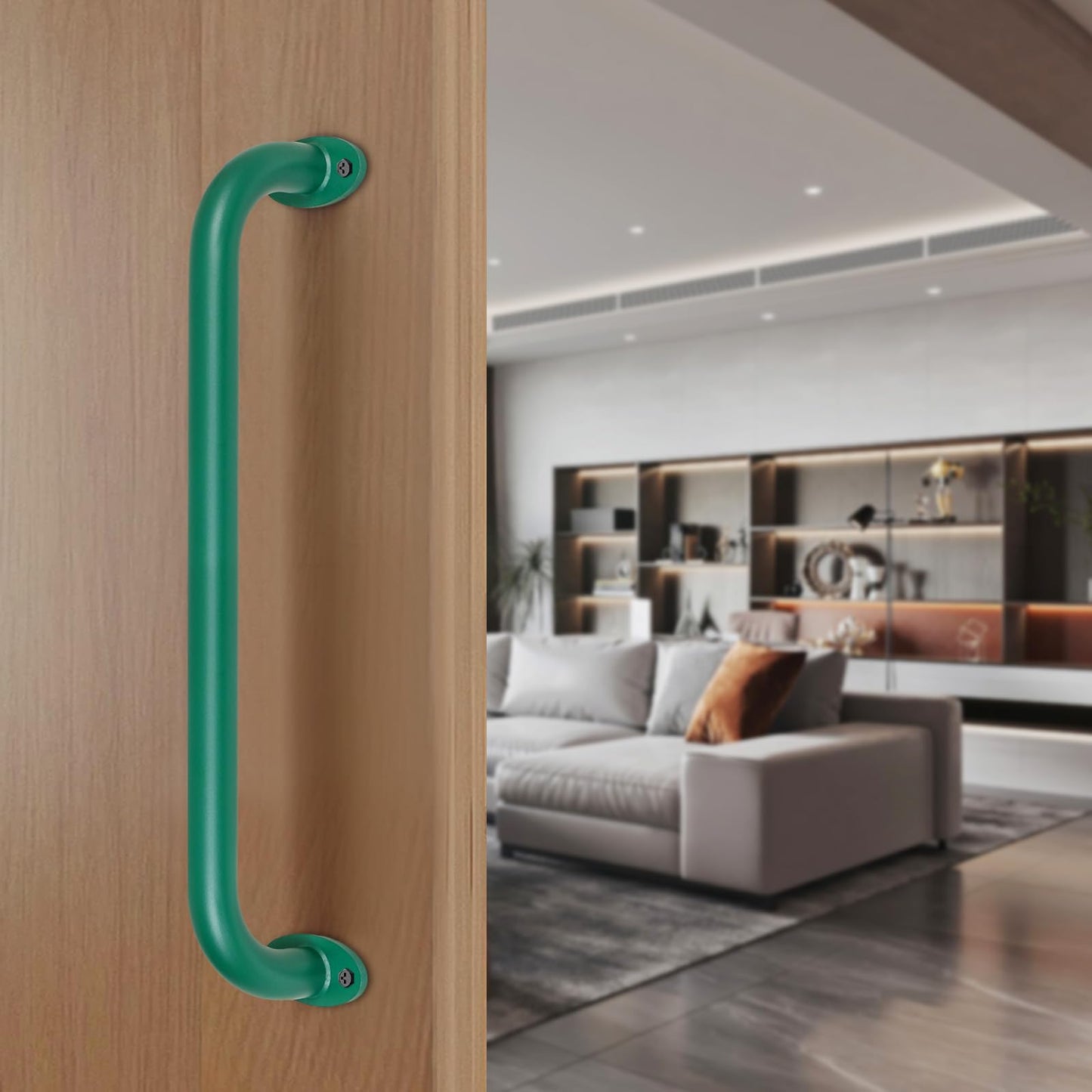 SELEWARE 6-Pack 17-Inch Green Metal Playground Safety Handles – Heavy-Duty, Non-Slip Grabs