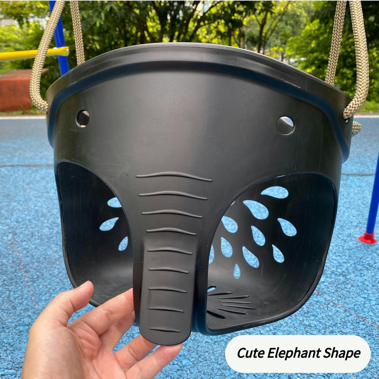 SELEWARE Toddler Swing Seat 2-Pack – High Back Buckets, Adjustable Rope & 4 Carabiners, Elephant Design