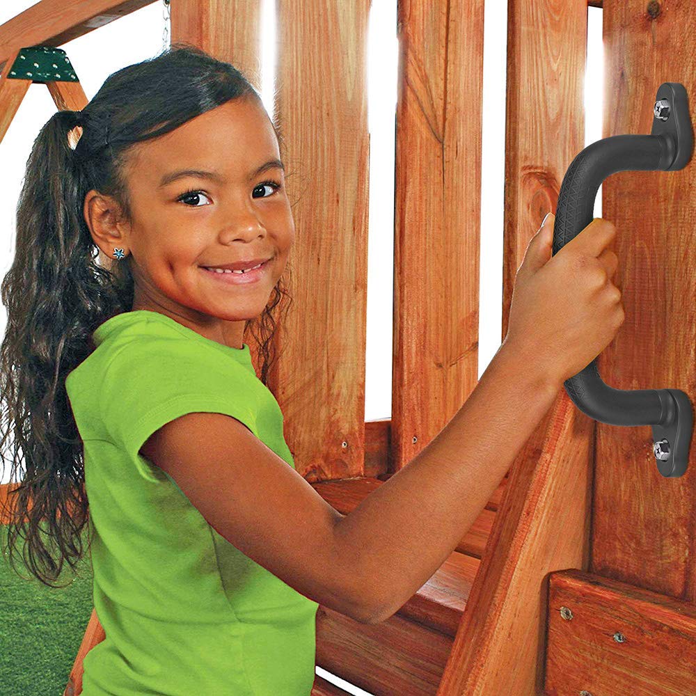 SELEWARE Black Playground Safety Handles - Non-Slip Indoor/Outdoor Playset Handles (2 Pack)