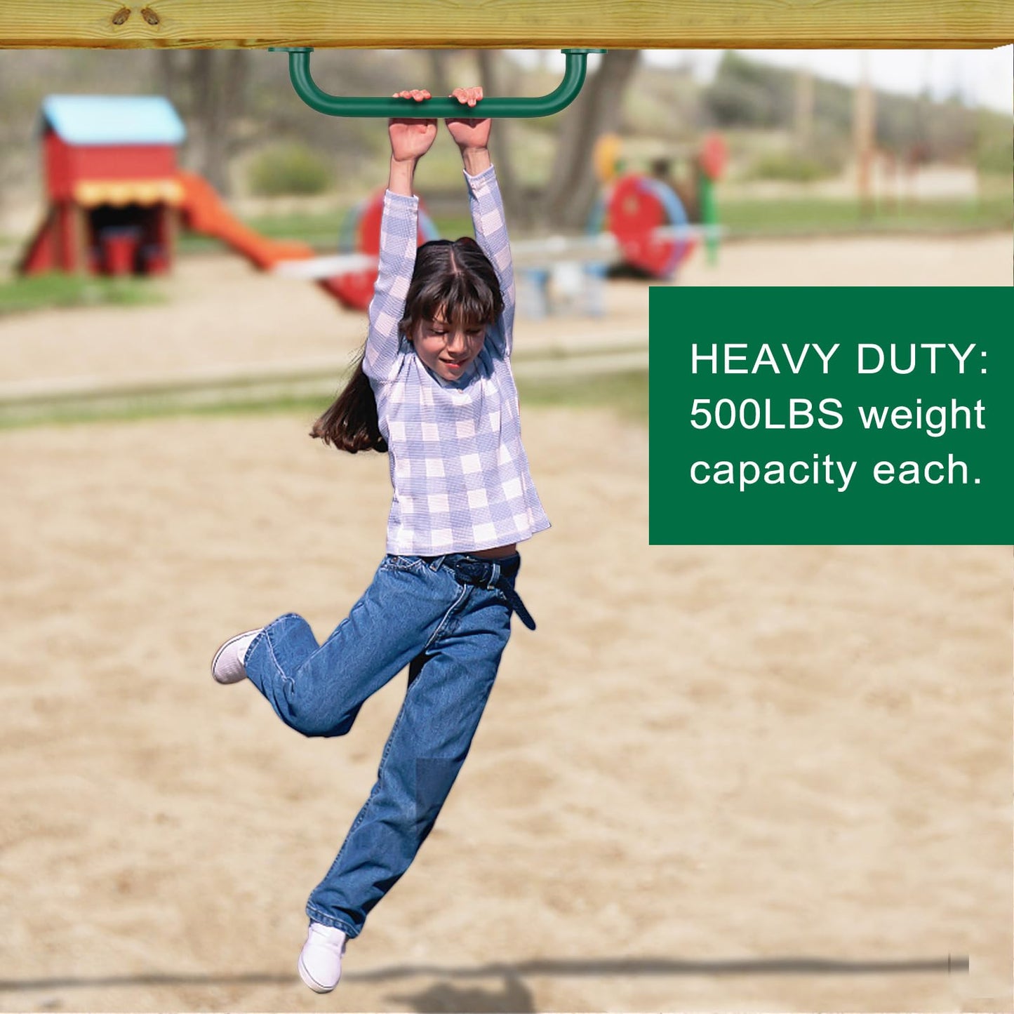 SELEWARE 6-Pack 17-Inch Green Playground Safety Handles | Heavy-Duty Non-Slip Grab Bars for Indoor/Outdoor Play