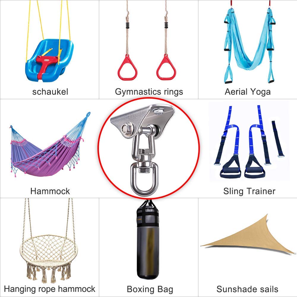 SELEWARE Stainless Steel Swing Hanger – Heavy Duty Ceiling Mount for Yoga Swing, Hammock Chair & More | 1000 lb Capacity