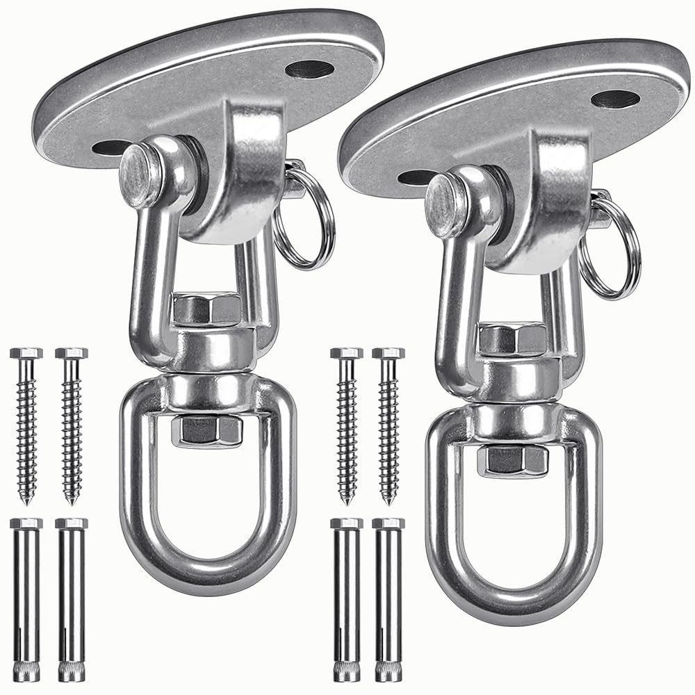 SELEWARE Ceiling Swing Mount – Stainless Steel Hangers with 360° Swivel, 2000 lb Capacity (2-Pack)