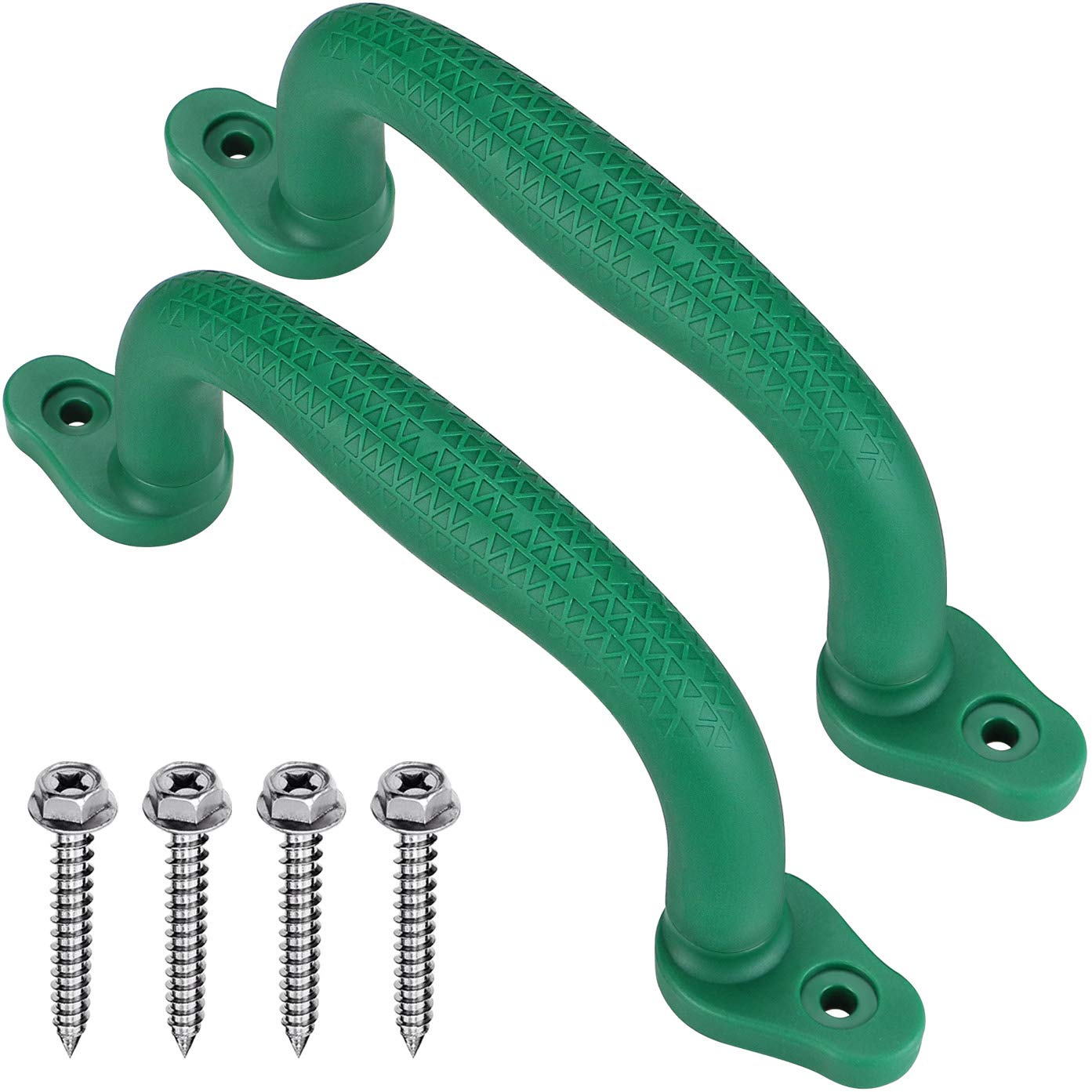 SELEWARE Green Playground Safety Grab Handles – 2 Pack, Non-Slip Ergonomic Playhouse Handles