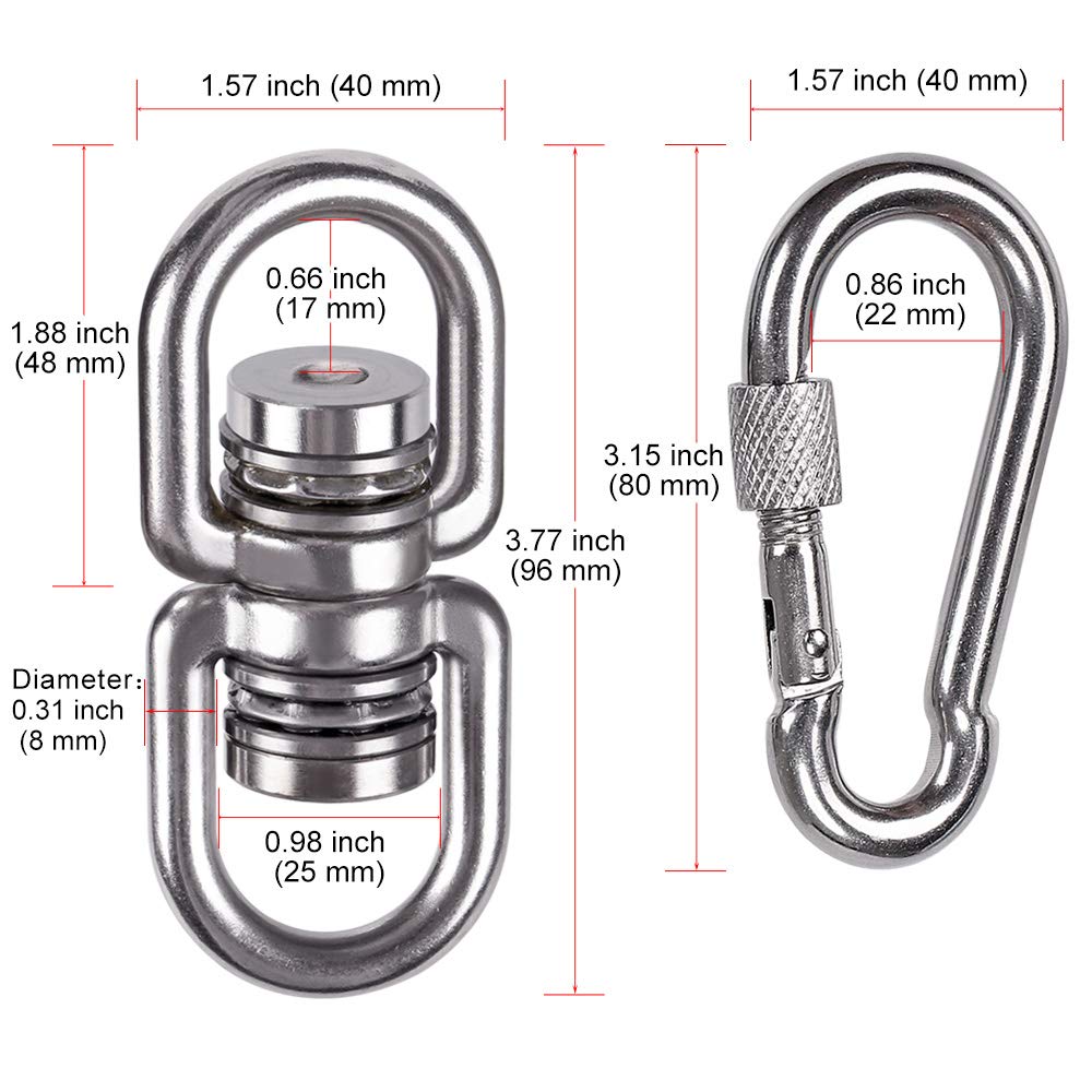 SELEWARE Heavy Duty Bearing Swing Swivel – 360° Rotation, 1,200 lb Capacity, 2 Quick-Connect Buckles