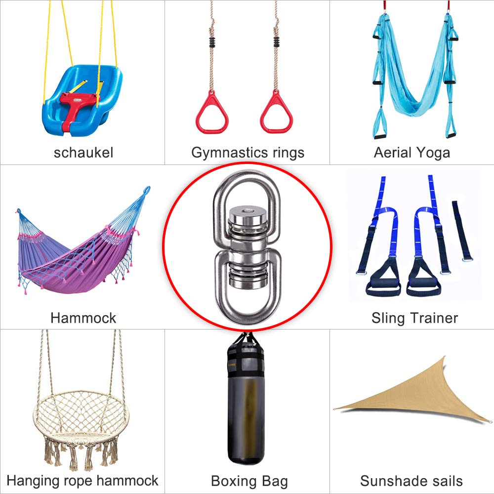 SELEWARE Heavy Duty Bearing Swing Swivel – 360° Rotation, 1,200 lb Capacity, 2 Quick-Connect Buckles