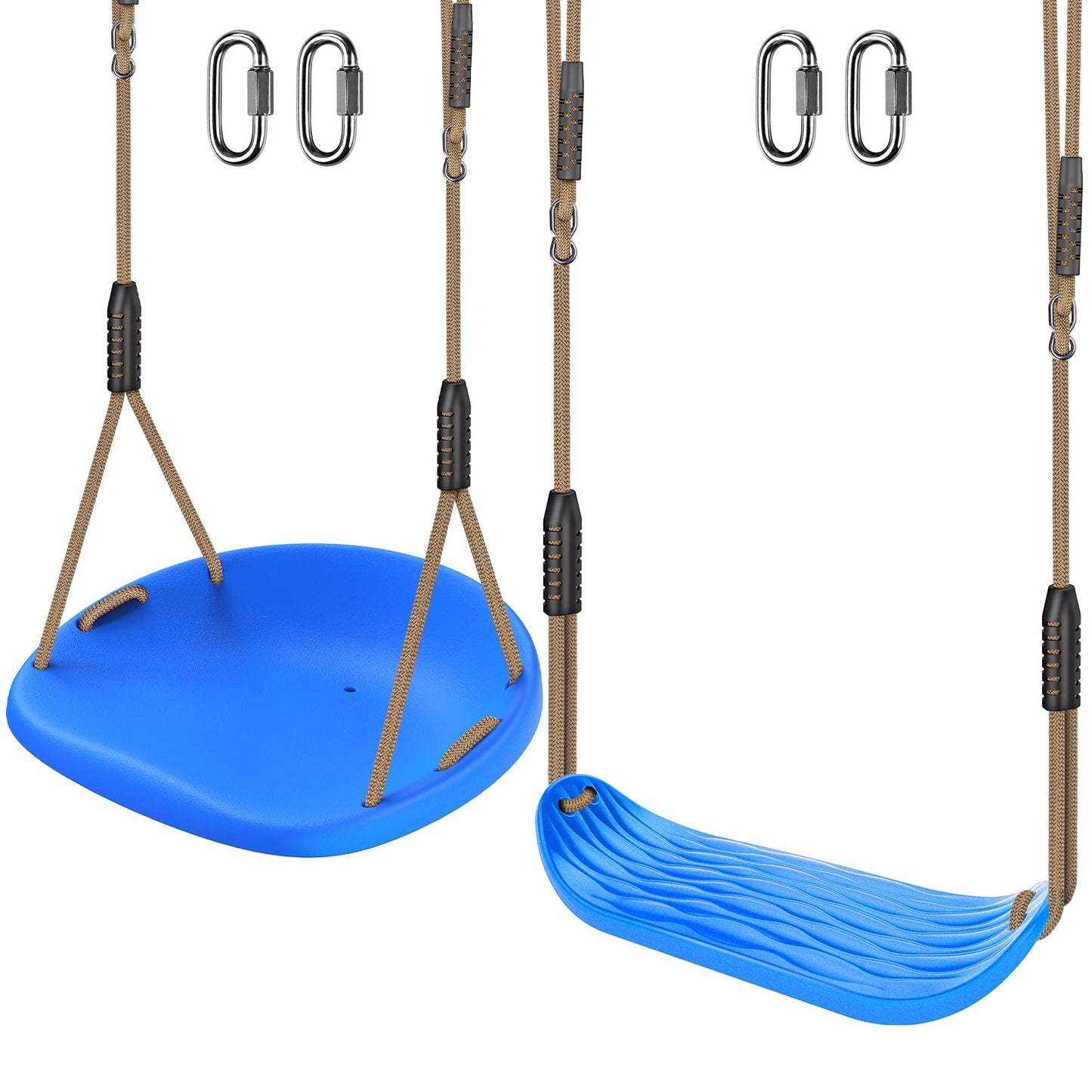 SELEWARE 2-Pack Adjustable Rope Swing Seats – Heavy-Duty, Blue