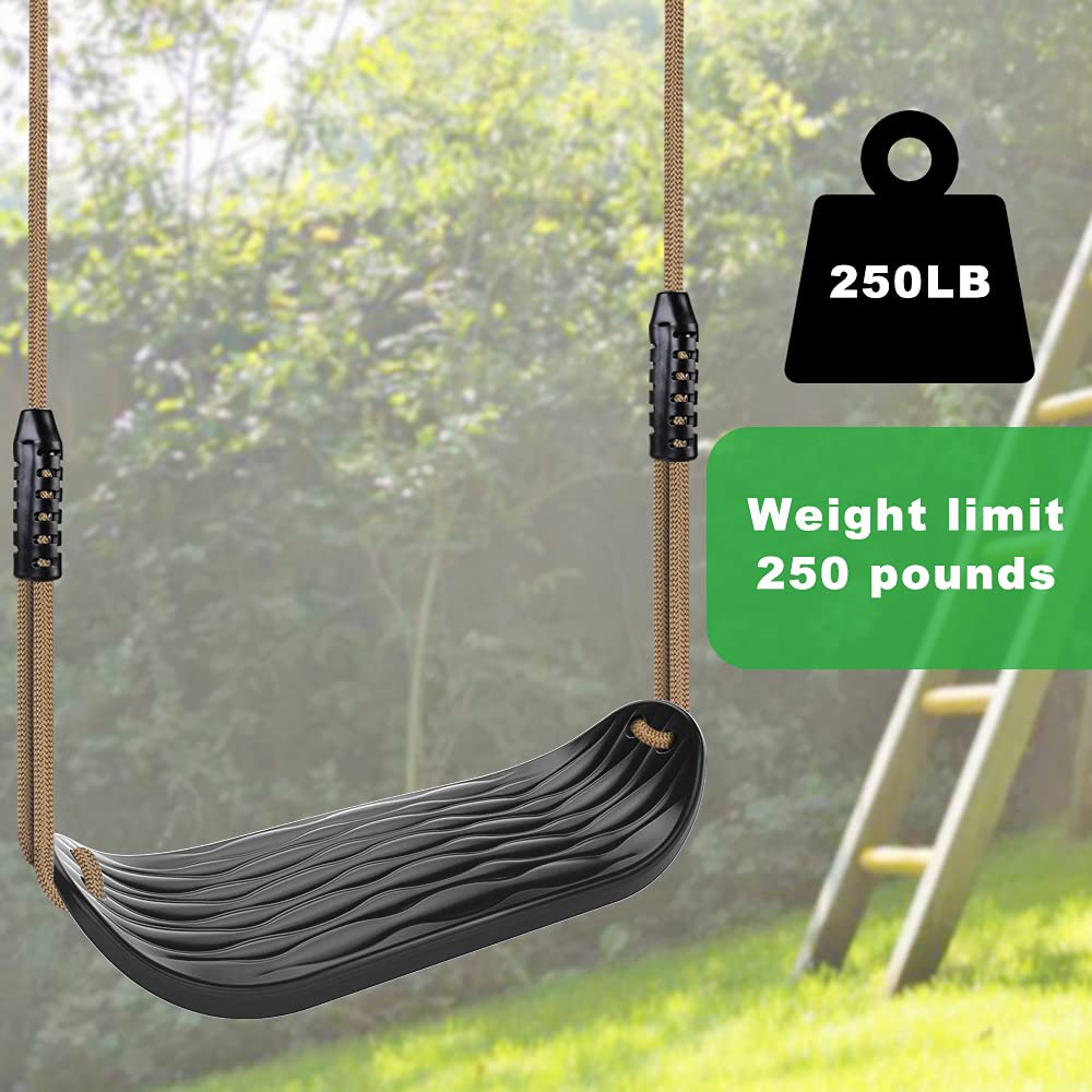 SELEWARE Plastic Swing Seat — Non-Slip, Adjustable Rope, 250 lb Capacity