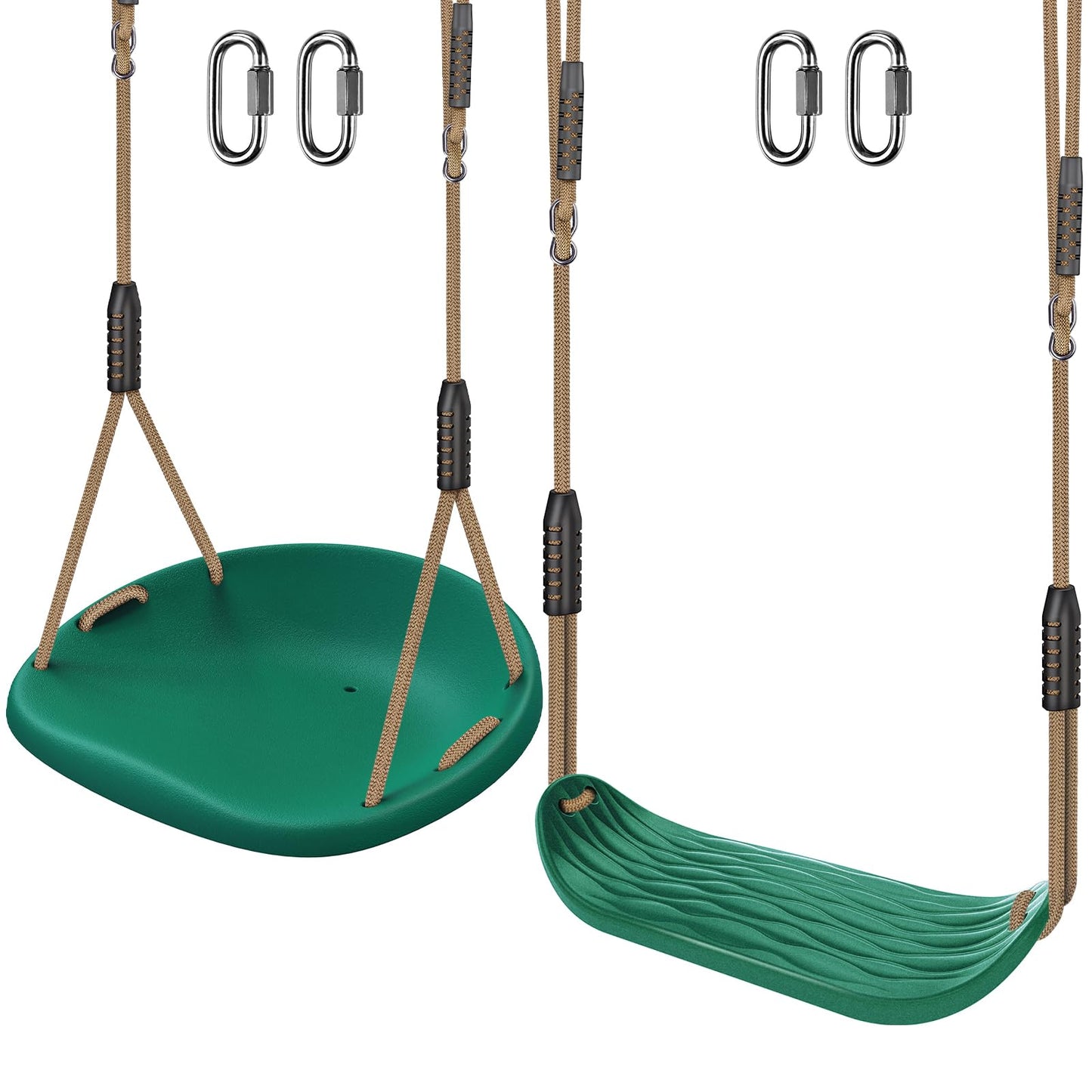 SELEWARE 2-Pack Heavy Duty Plastic Swing Seats with Adjustable Rope & Quick Connect