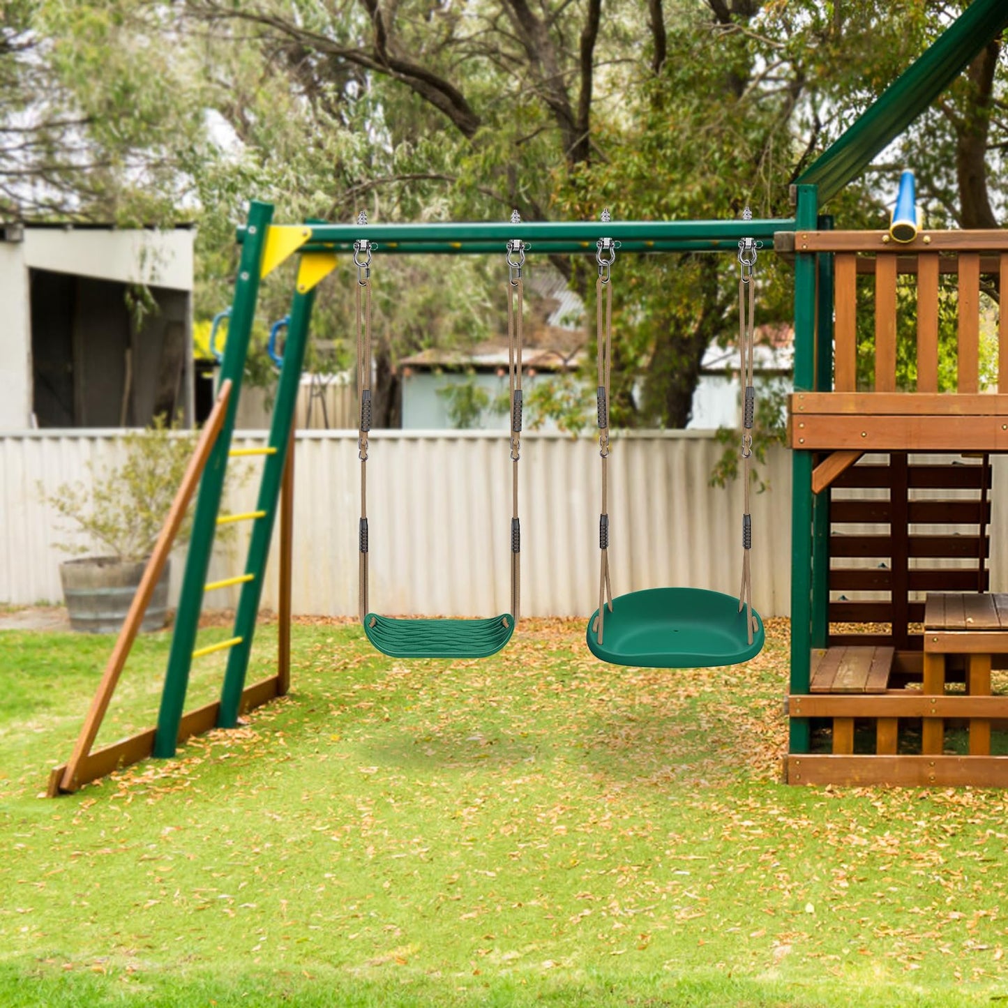 SELEWARE 2-Pack Heavy Duty Plastic Swing Seats with Adjustable Rope & Quick Connect