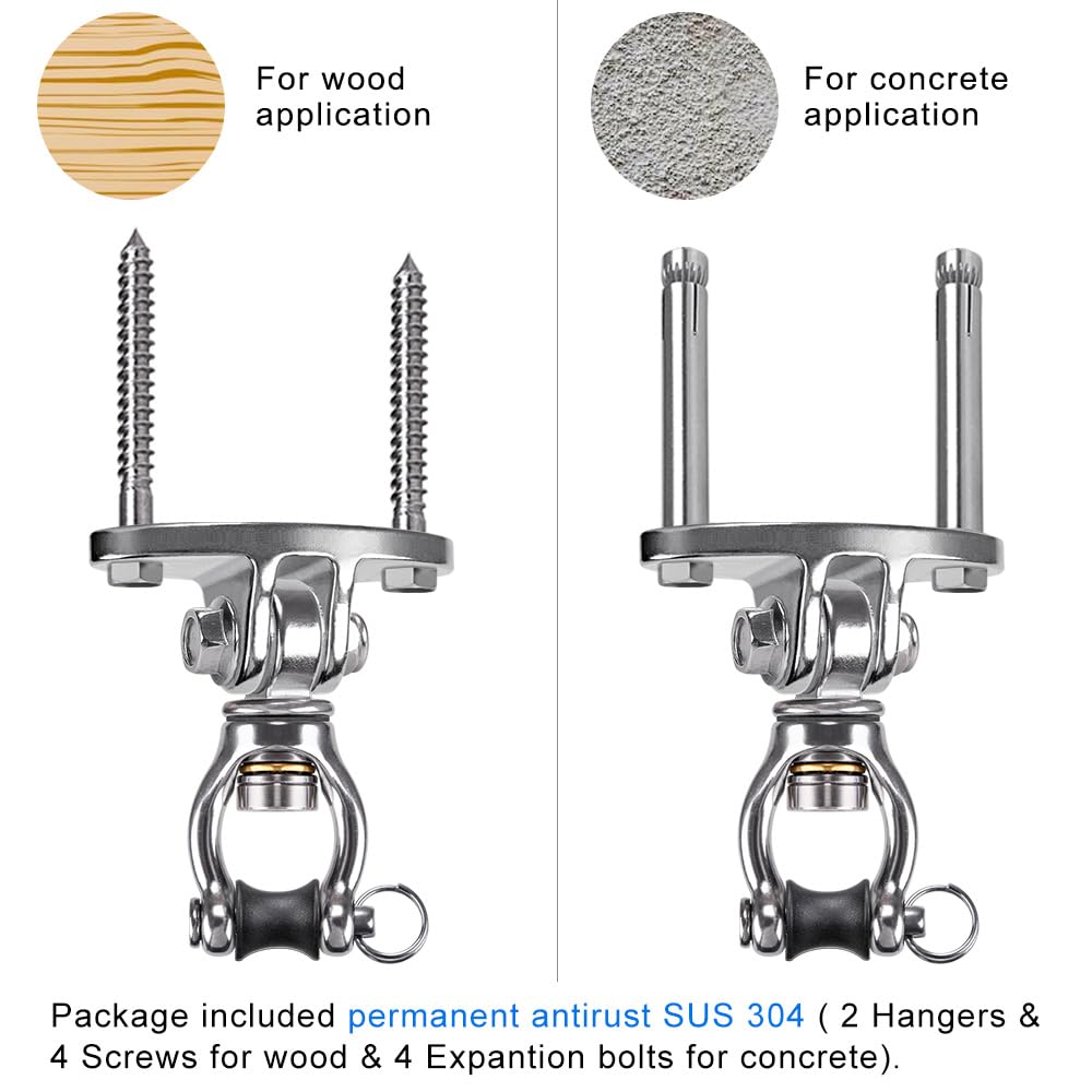 SELEWARE Silent Bearing Swivel Hangers – Stainless Steel Ceiling Mounts for Aerial Yoga & Swing Chairs (2 Pack)