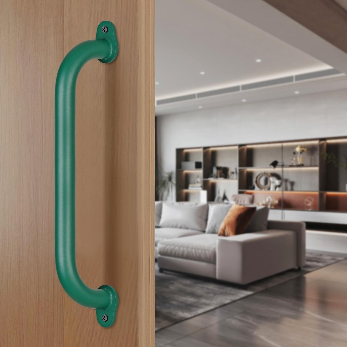 SELEWARE 6-Pack 17-Inch Green Playground Safety Handles | Heavy-Duty Non-Slip Grab Bars for Indoor/Outdoor Play