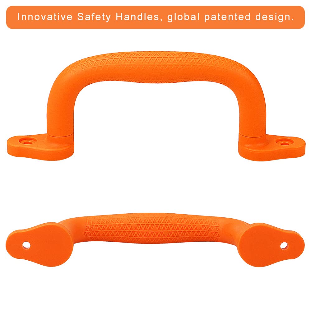 SELEWARE Orange Playground Safety Handles – Non-Slip Kids Grips for Indoor & Outdoor Playsets (2 Pack)