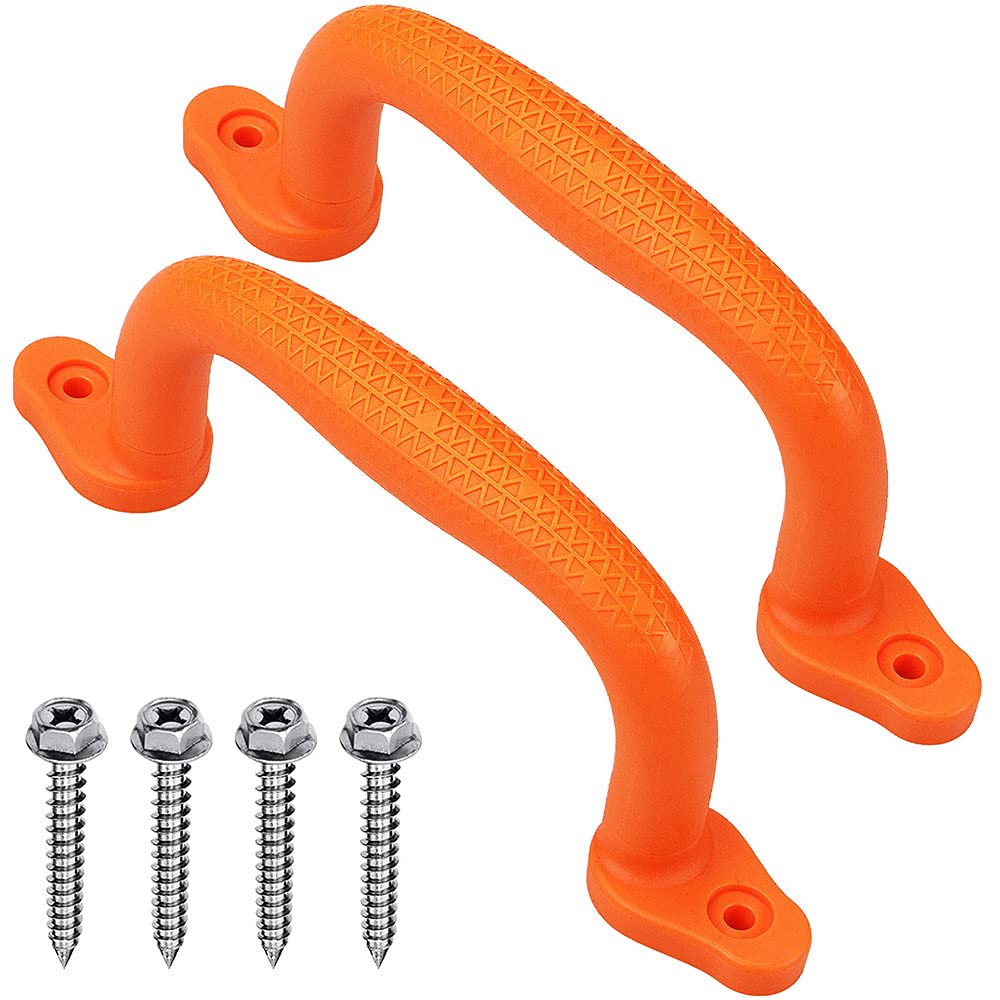 SELEWARE Orange Playground Safety Handles – Non-Slip Kids Grips for Indoor & Outdoor Playsets (2 Pack)