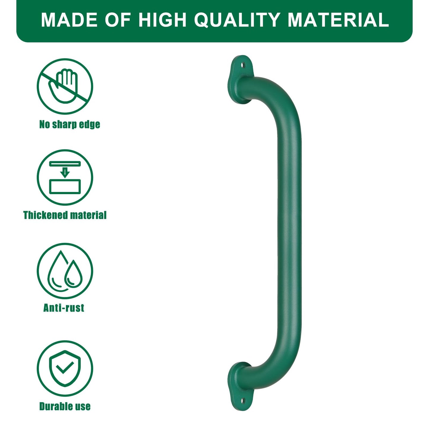 SELEWARE 6-Pack 17-Inch Green Playground Safety Handles | Heavy-Duty Non-Slip Grab Bars for Indoor/Outdoor Play