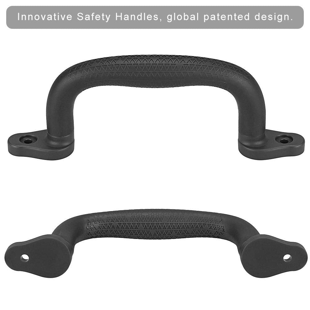 SELEWARE Black Playground Safety Handles - Non-Slip Indoor/Outdoor Playset Handles (2 Pack)