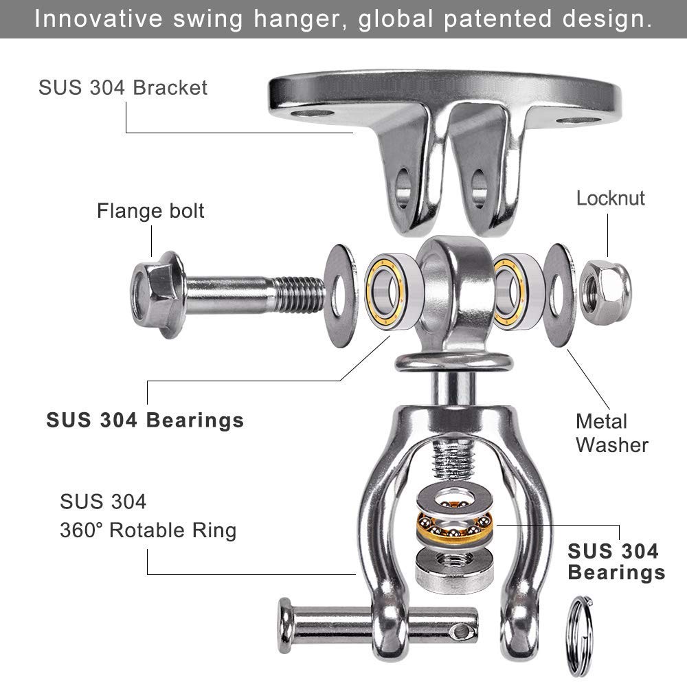 SELEWARE Silent Bearing Swivel Hangers – Stainless Steel Ceiling Mounts for Aerial Yoga & Swing Chairs (2 Pack)