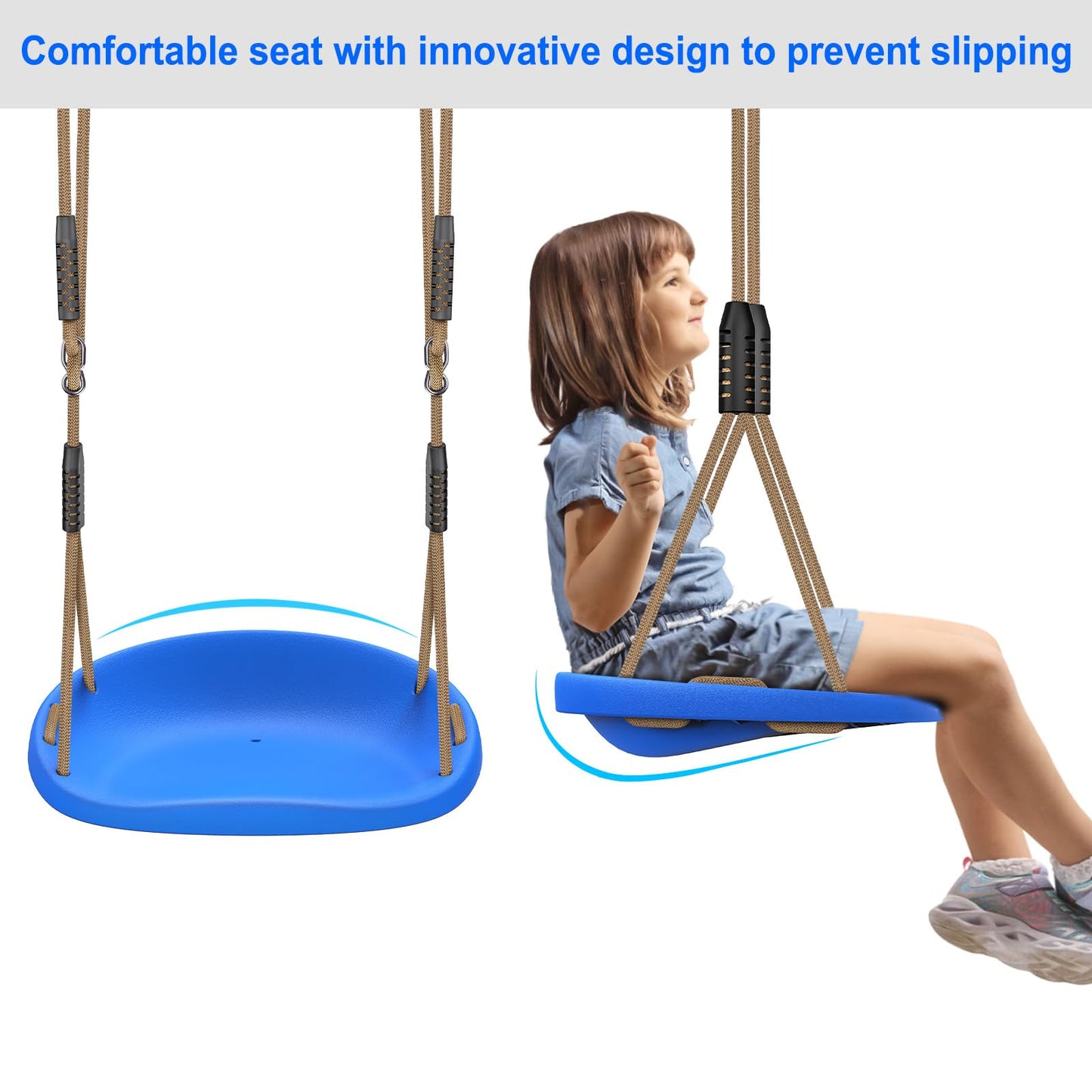 SELEWARE 2-Pack Adjustable Rope Swing Seats – Heavy-Duty, Blue
