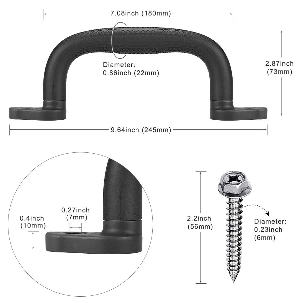 SELEWARE Black Playground Safety Handles - Non-Slip Indoor/Outdoor Playset Handles (2 Pack)