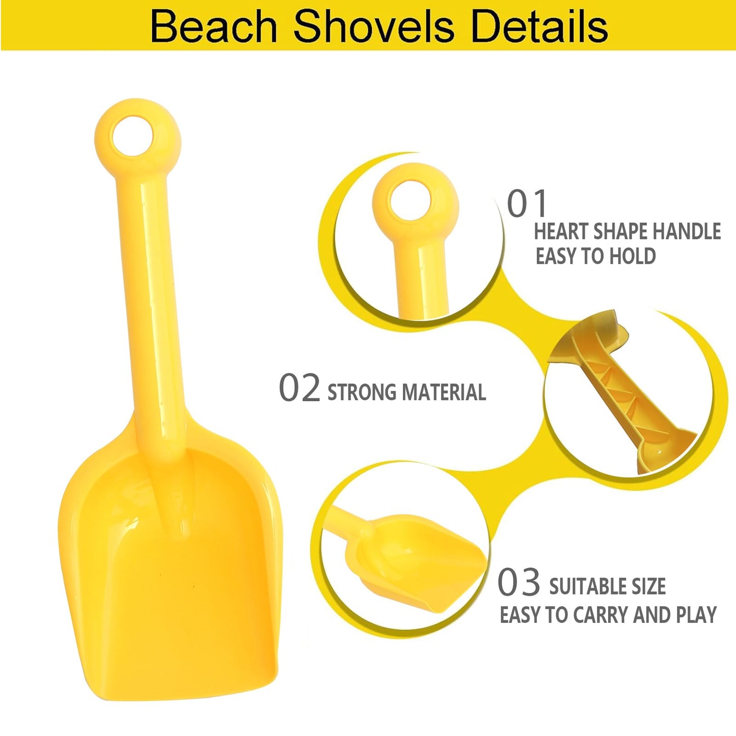 SELTERM Beach Shovels for Kids – 8 Pack Heavy-Duty Plastic Sand Shovels