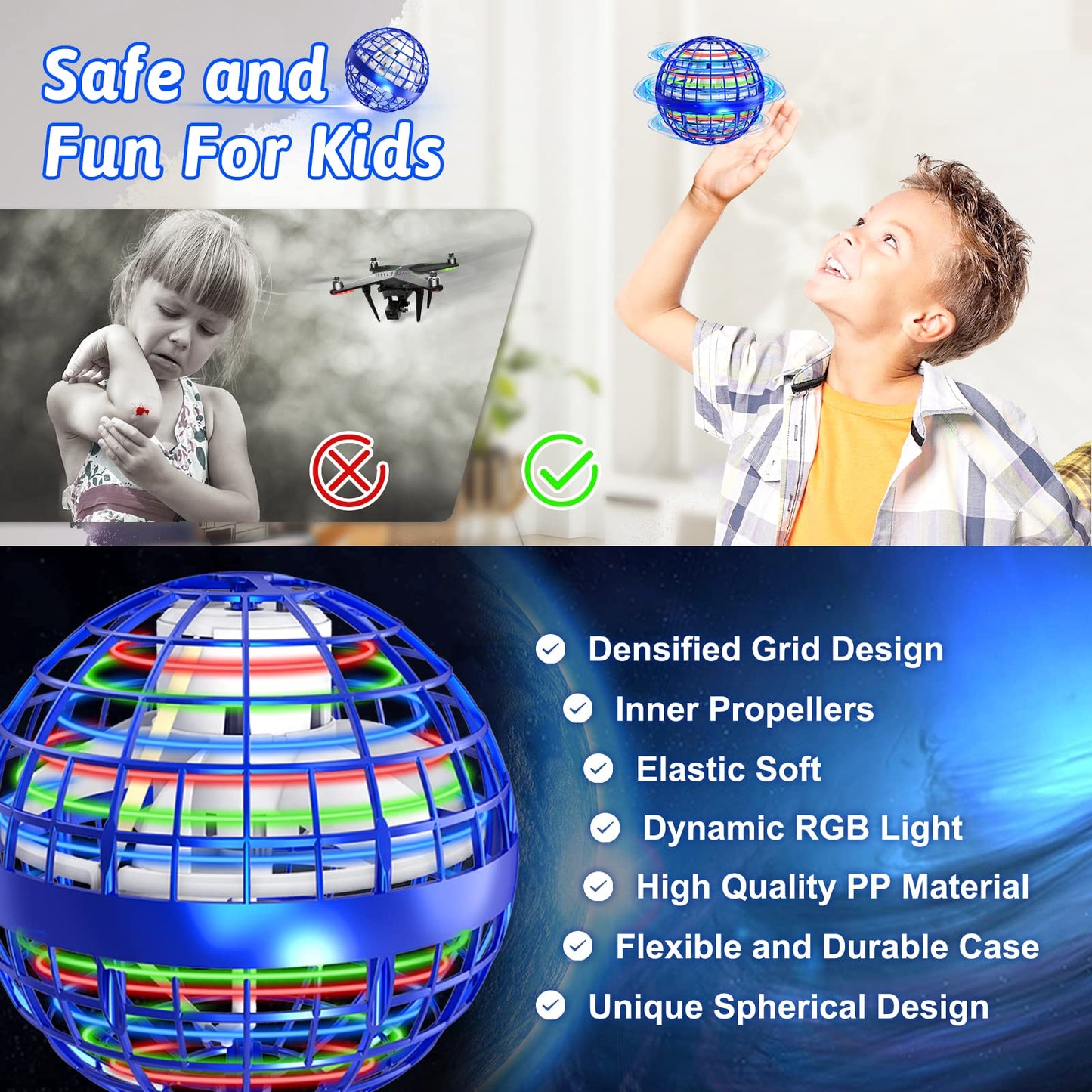 Semai Flying Orb Ball 2-Pack – Hover Boomerang Drones for Kids & Adults