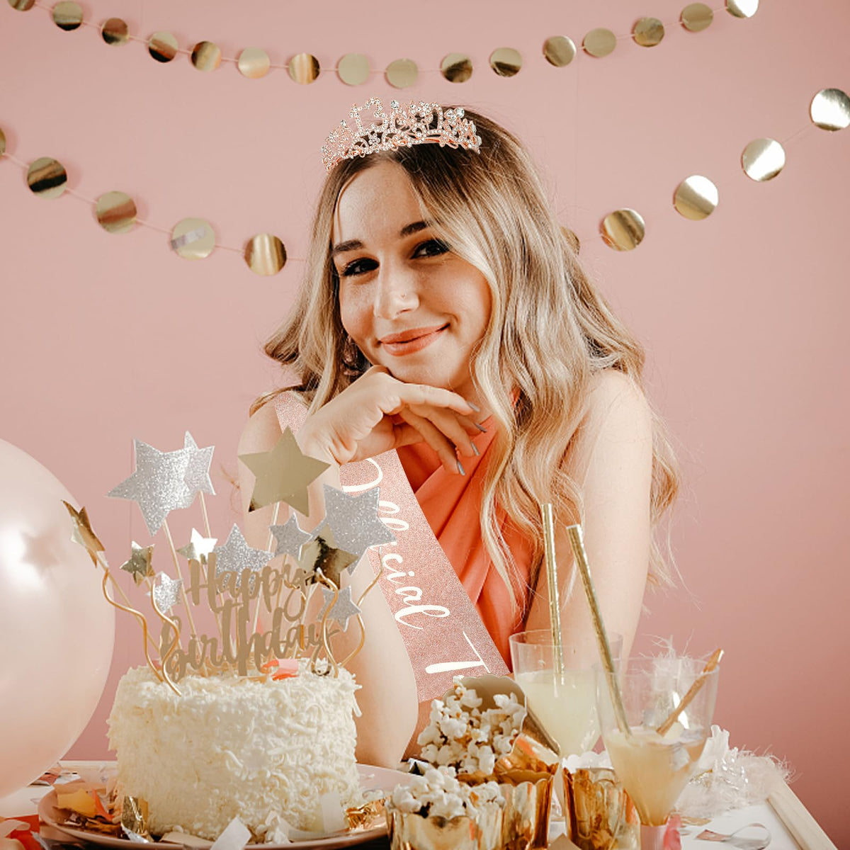 Semato 13th Birthday Decorations – Crown & Sash Kit for Girls' Party Favors