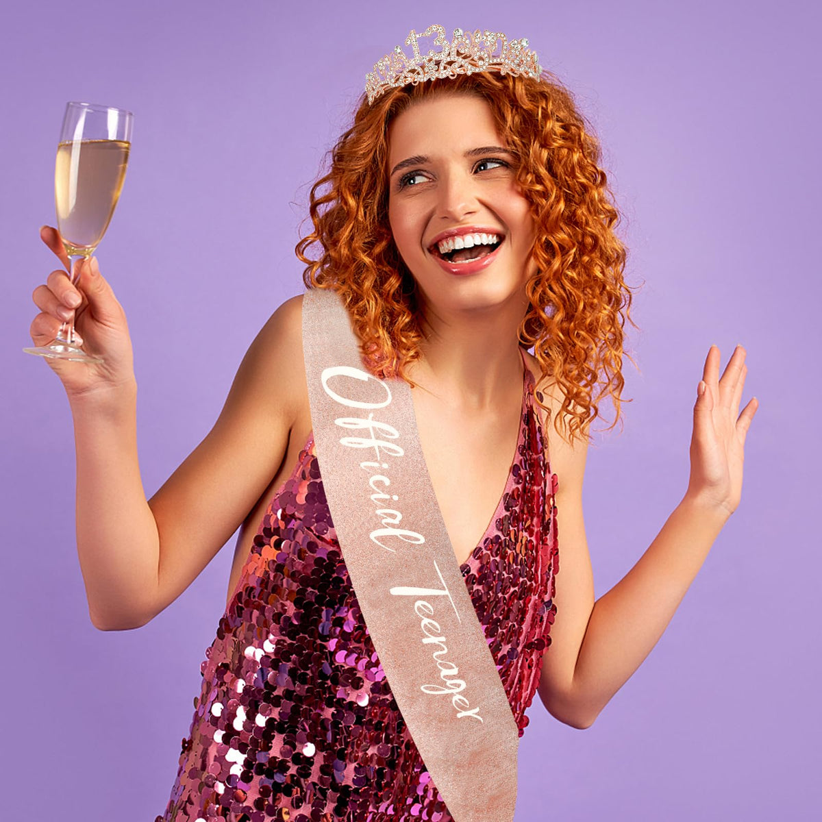 Semato 13th Birthday Decorations – Crown & Sash Kit for Girls' Party Favors