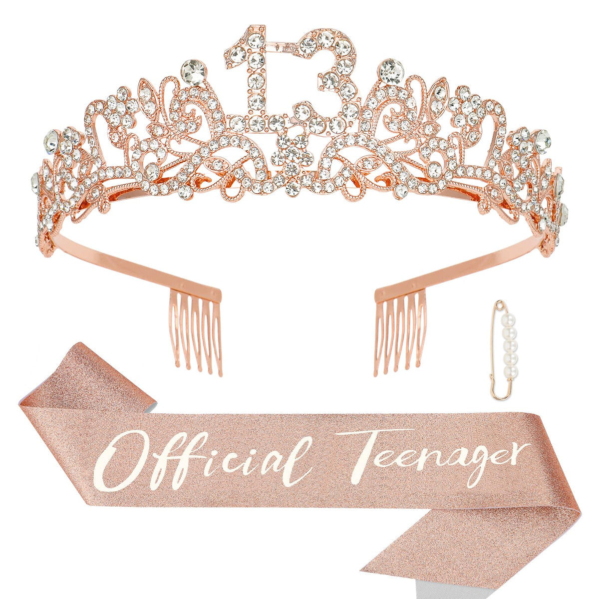 Semato 13th Birthday Decorations – Crown & Sash Kit for Girls' Party Favors