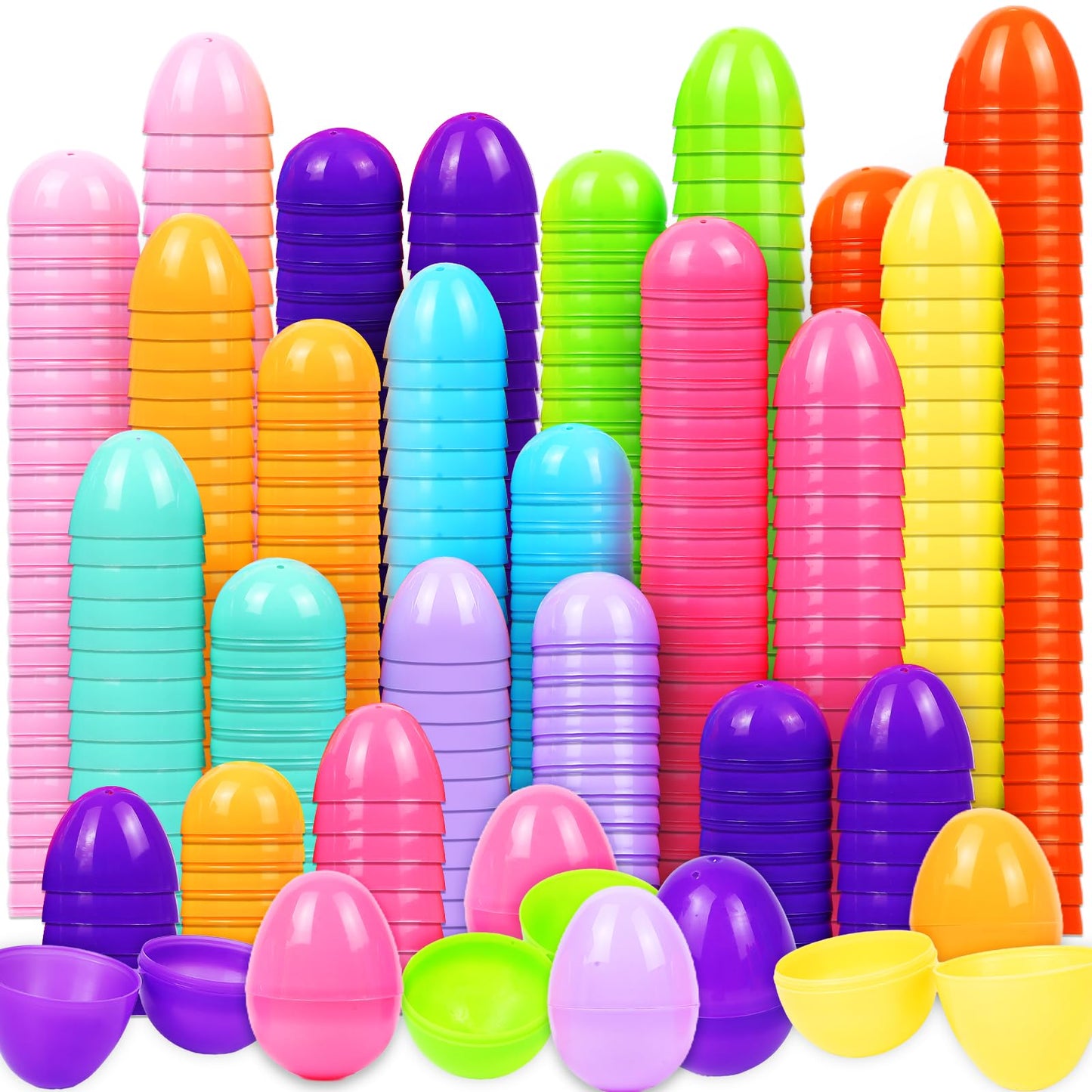 SEMITIMES 500Pcs Easter Eggs - Fillable Plastic Egg Hunt Set, 2.36 Inches Tall
