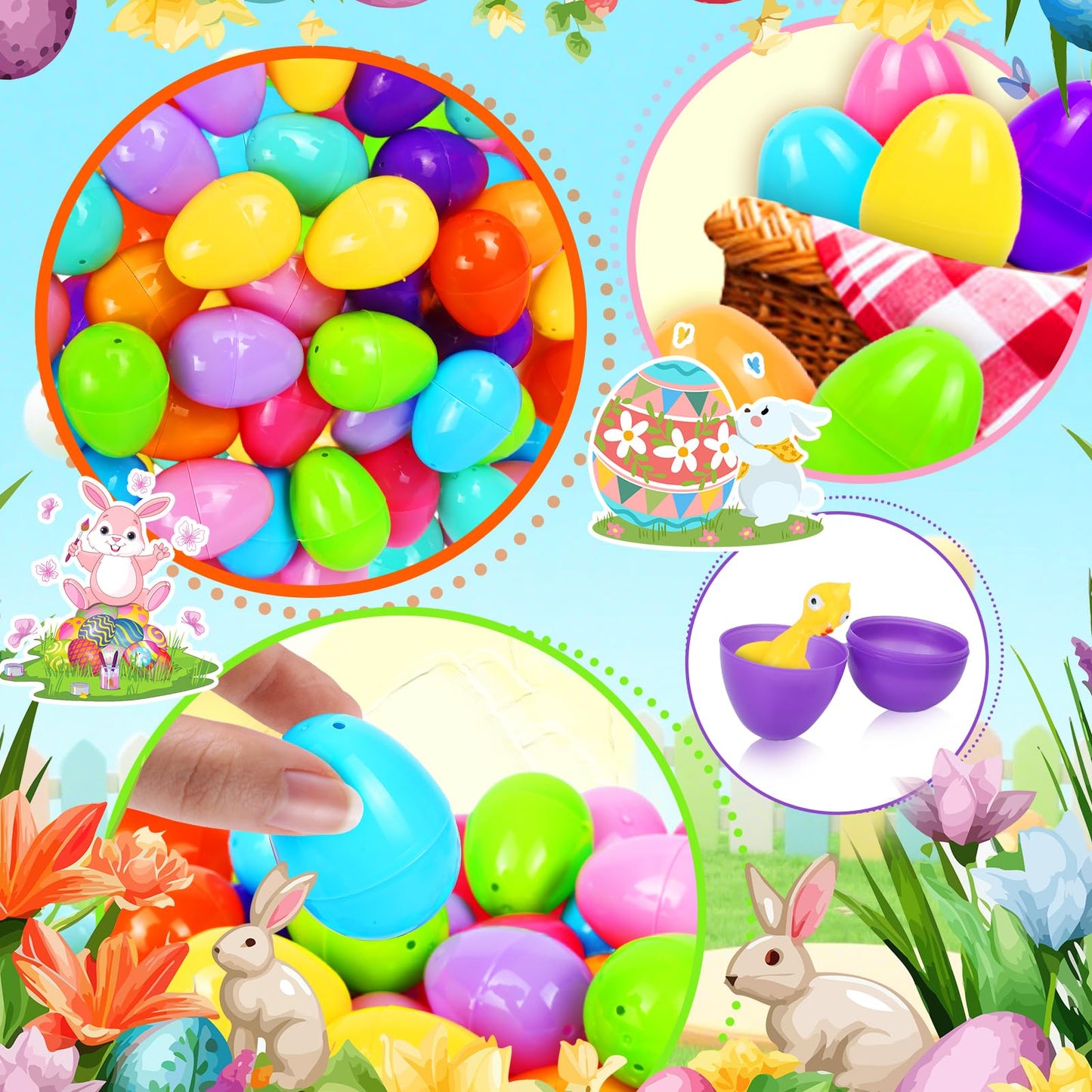 SEMITIMES 1000 Pcs Fillable Easter Eggs – Bright 2.36-Inch Plastic Eggs for Hunts, Treats & Decor