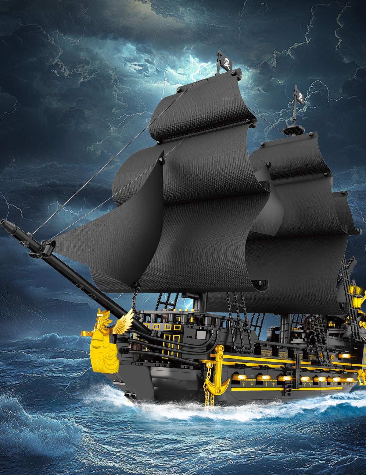 SEMKY Black Devil Pirate Ship MOC Building Blocks – 2076 Pieces
