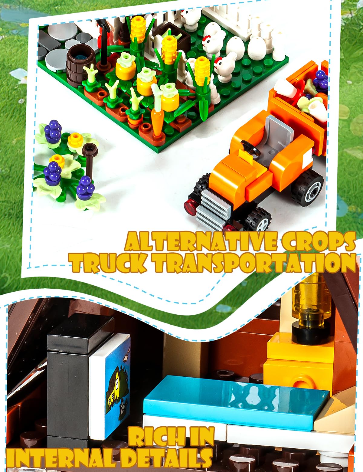 SEMKY City Series Farm House Building Blocks Set with LED Lights — 610 Pieces