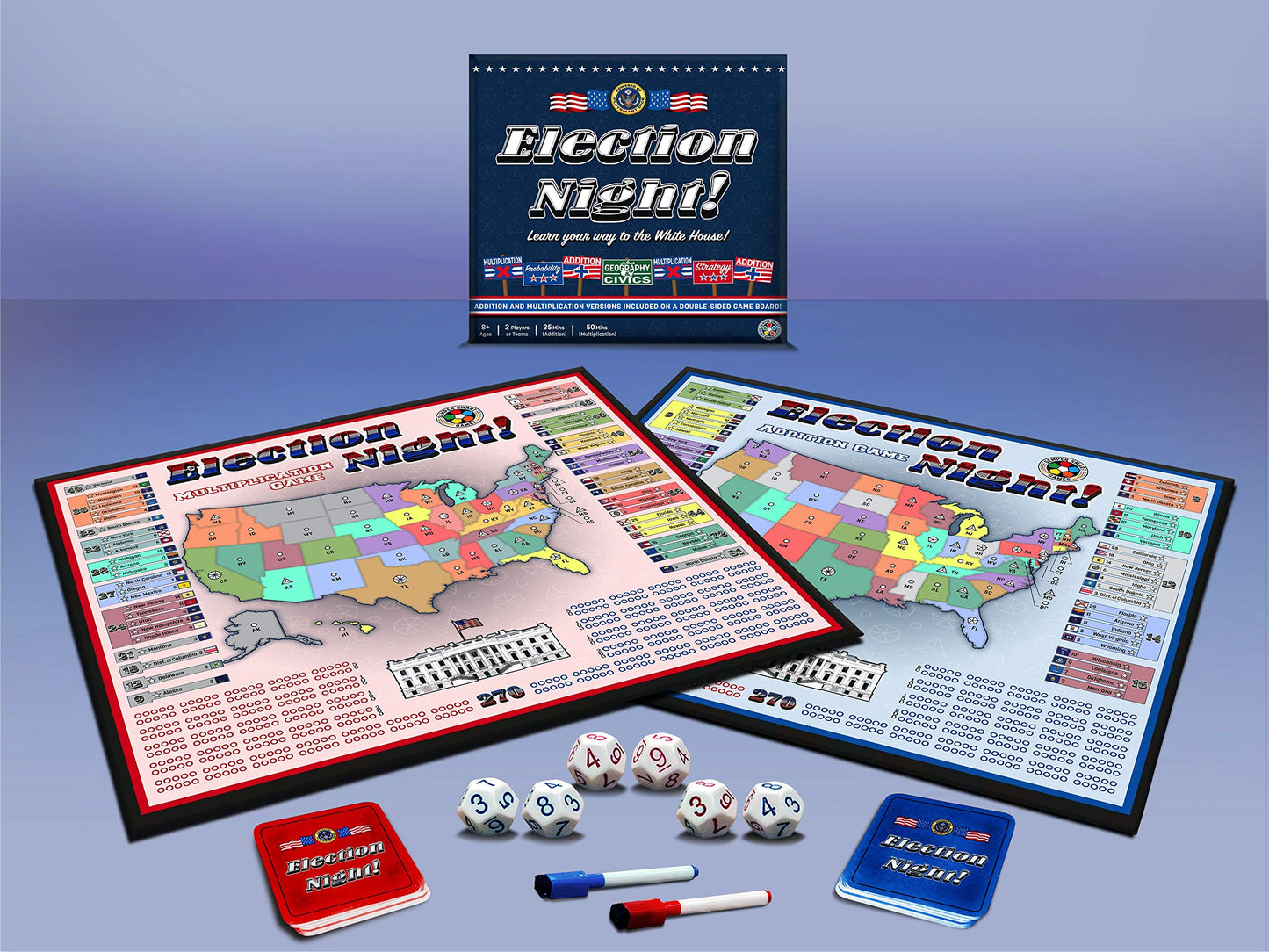 Election Night! 2024 Electoral College Game Board by Semper Smart Games – Learn Math, Geography & Civics