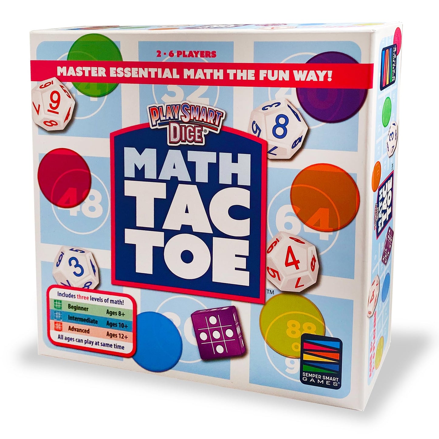 Semper Smart Games PlaySmart Dice Math-Tac-Toe — Multi-Level Mental Math for 8+