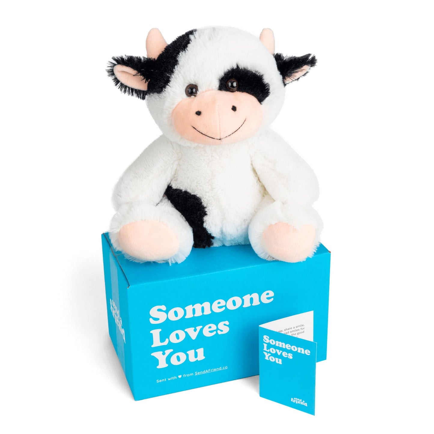 SendAFriend Cooper the Cow Plush Care Package – Miss You Notecard Gift