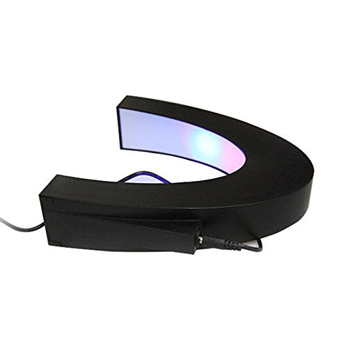 Senders Floating Globe with LED Lights — Magnetic Levitation Desk Decor (C-Shape Frame, Black-Silver)