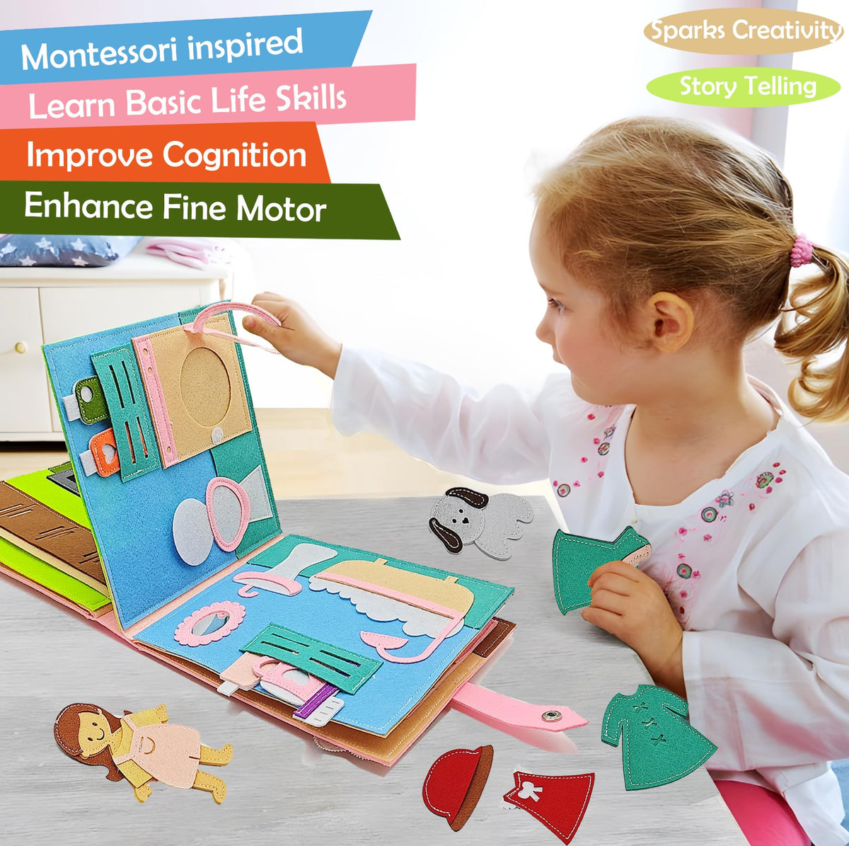 Sendhjurf Montessori Busy Book for Toddlers 3-5 | Quiet Travel Toy